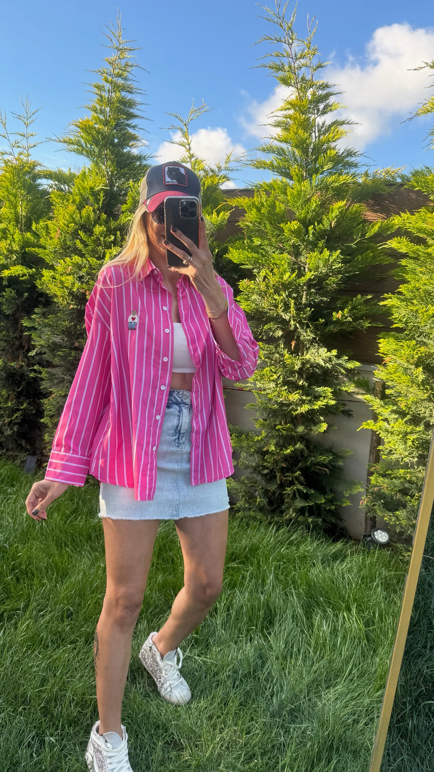 Çizgili Poplin Gömlek Pembe
