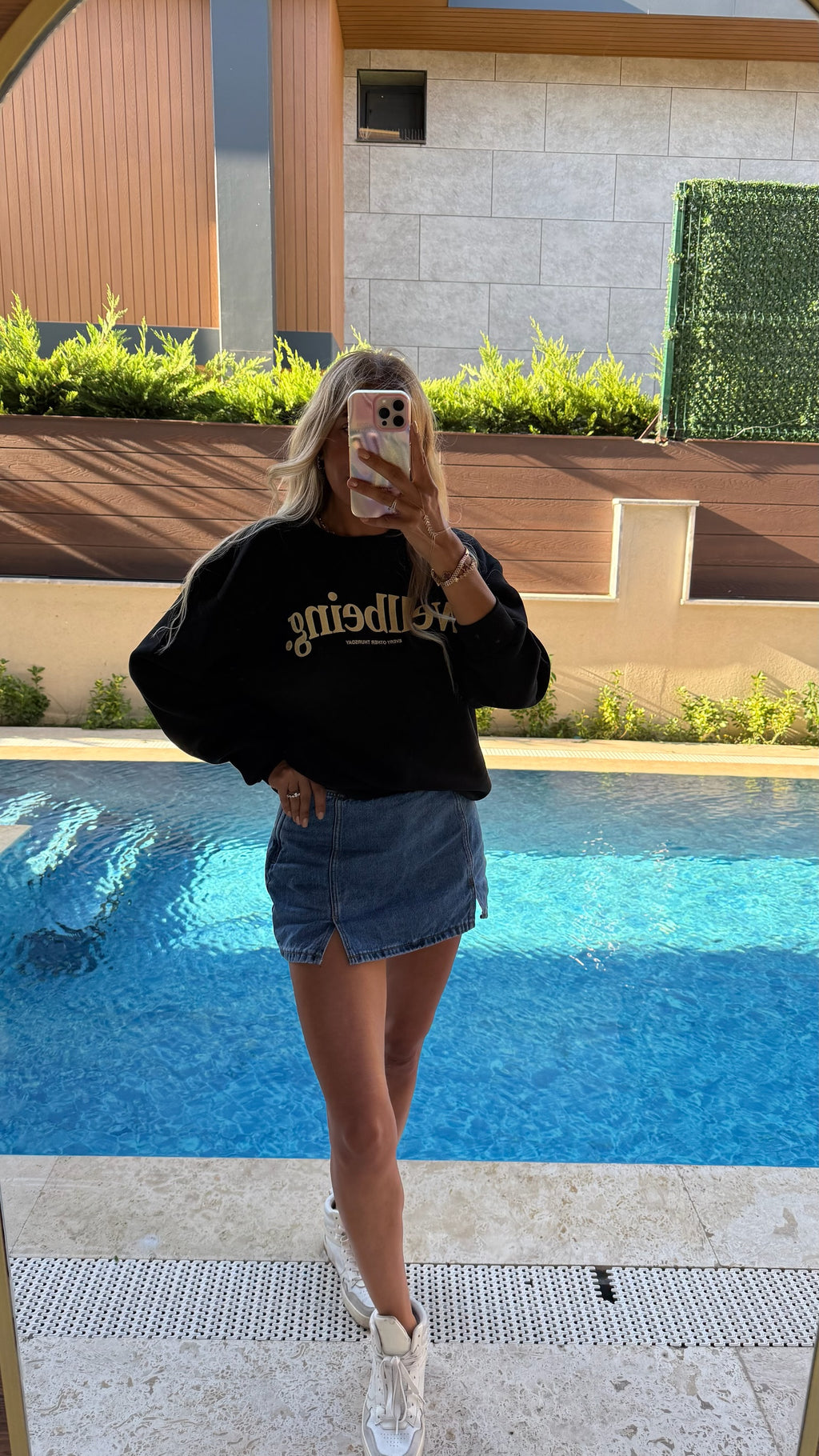 Wellbeing Oversize Sweatshirt - Siyah/Krem