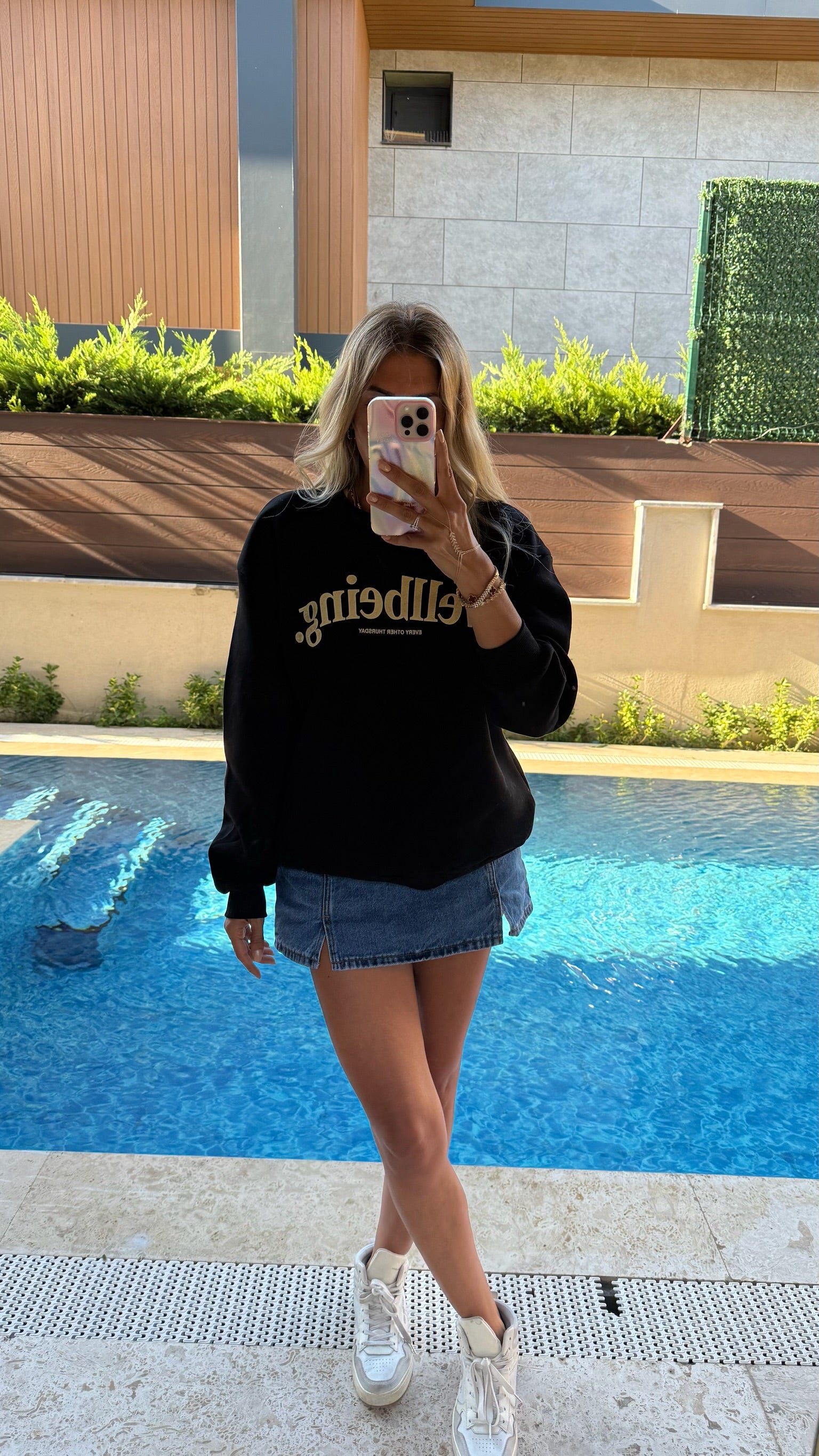 Wellbeing Oversize Sweatshirt - Siyah/Krem
