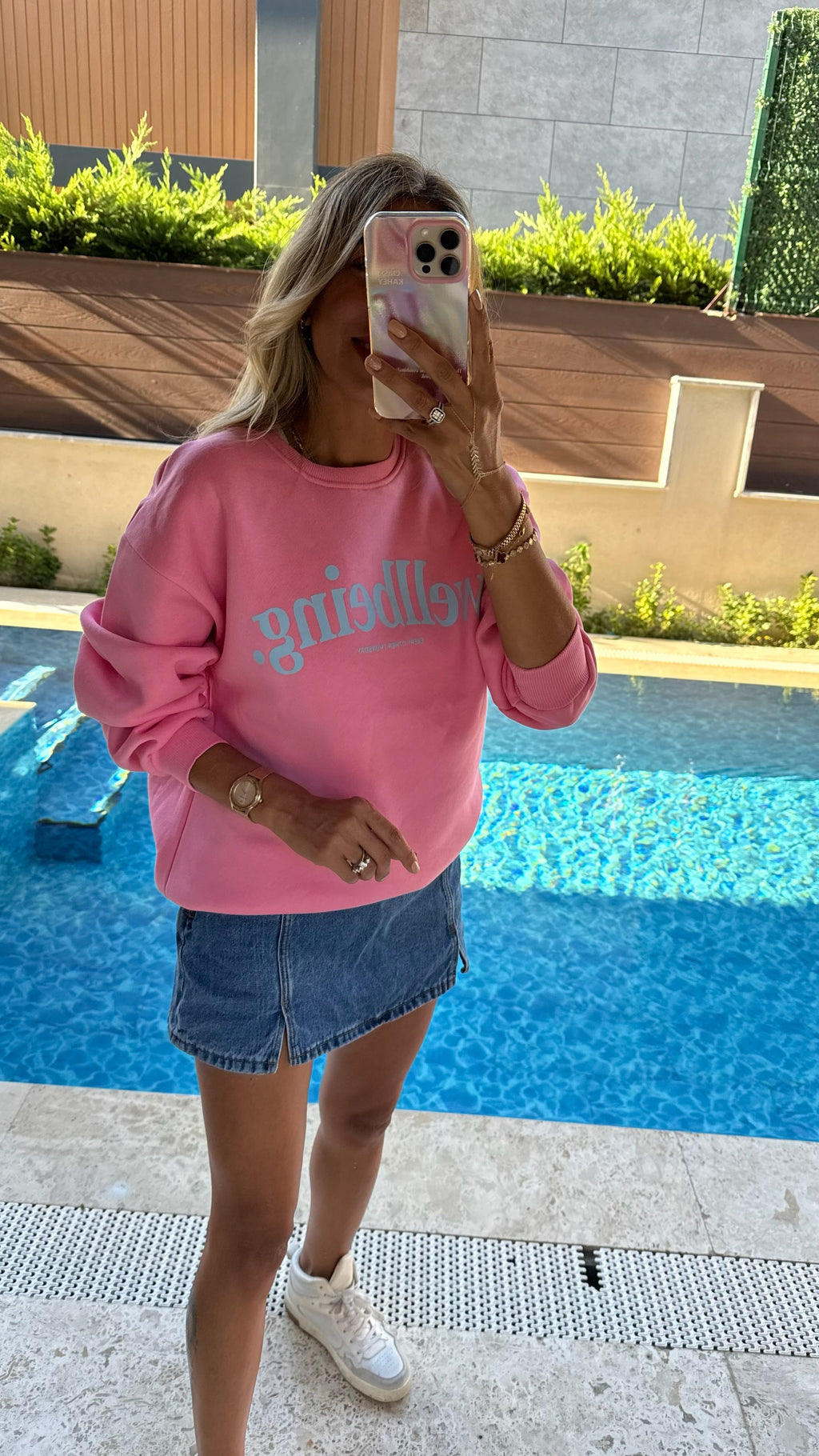 Wellbeing Oversize Sweatshirt - Pembe/Mavi