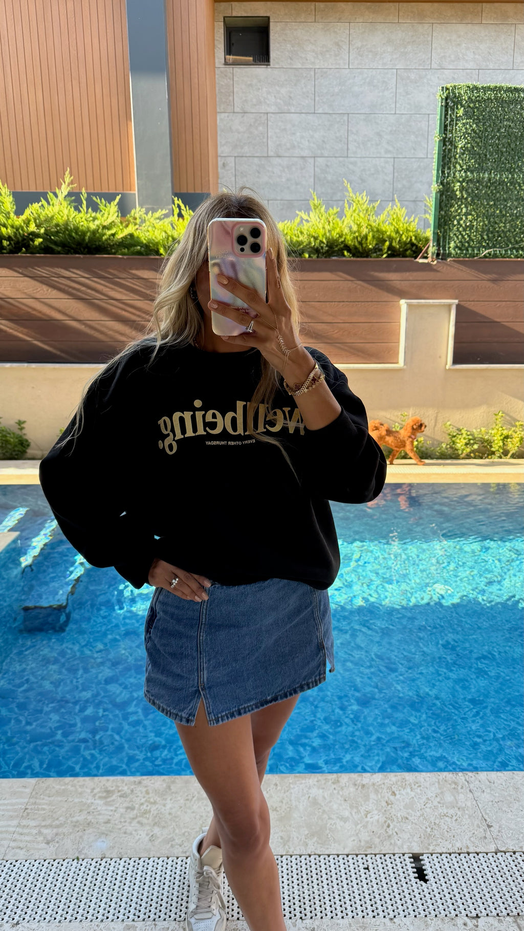 Wellbeing Oversize Sweatshirt - Siyah/Krem