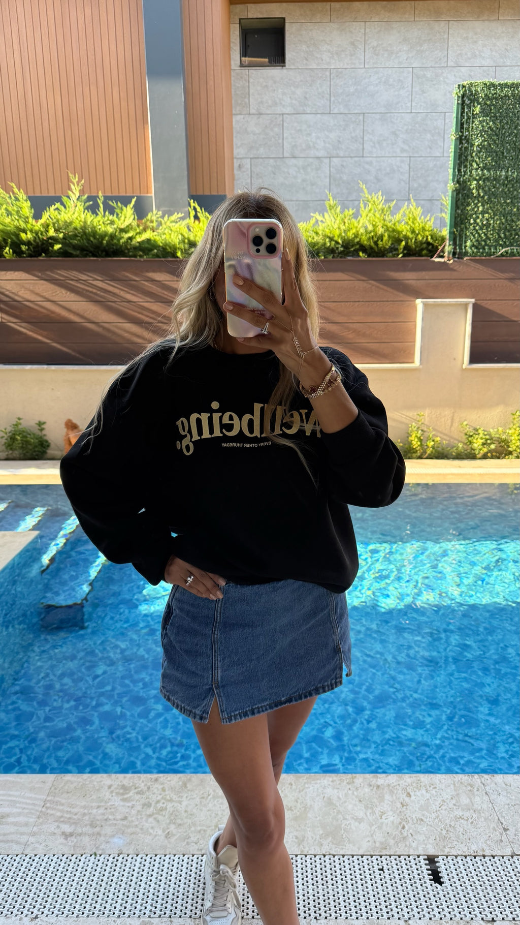 Wellbeing Oversize Sweatshirt - Siyah/Krem