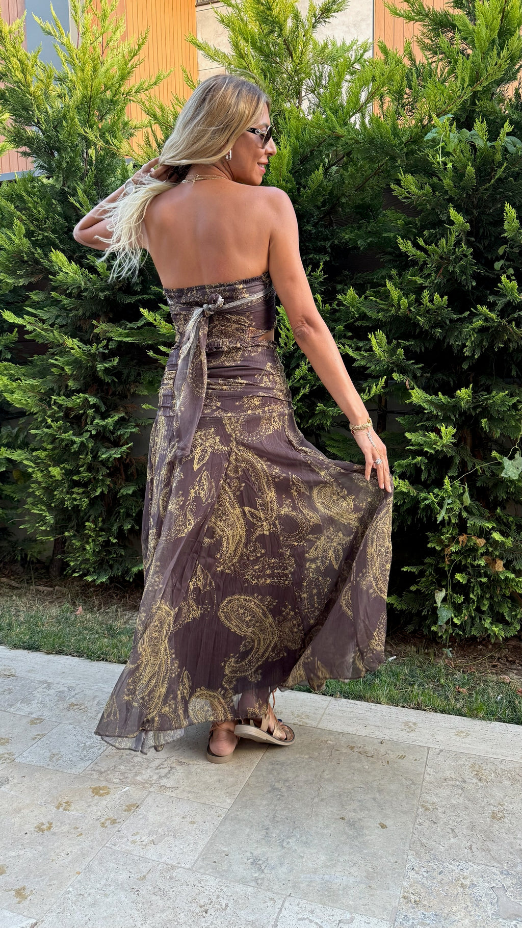 Bohemian Desenli İkili Set – Büstiyer & Uzun Etek