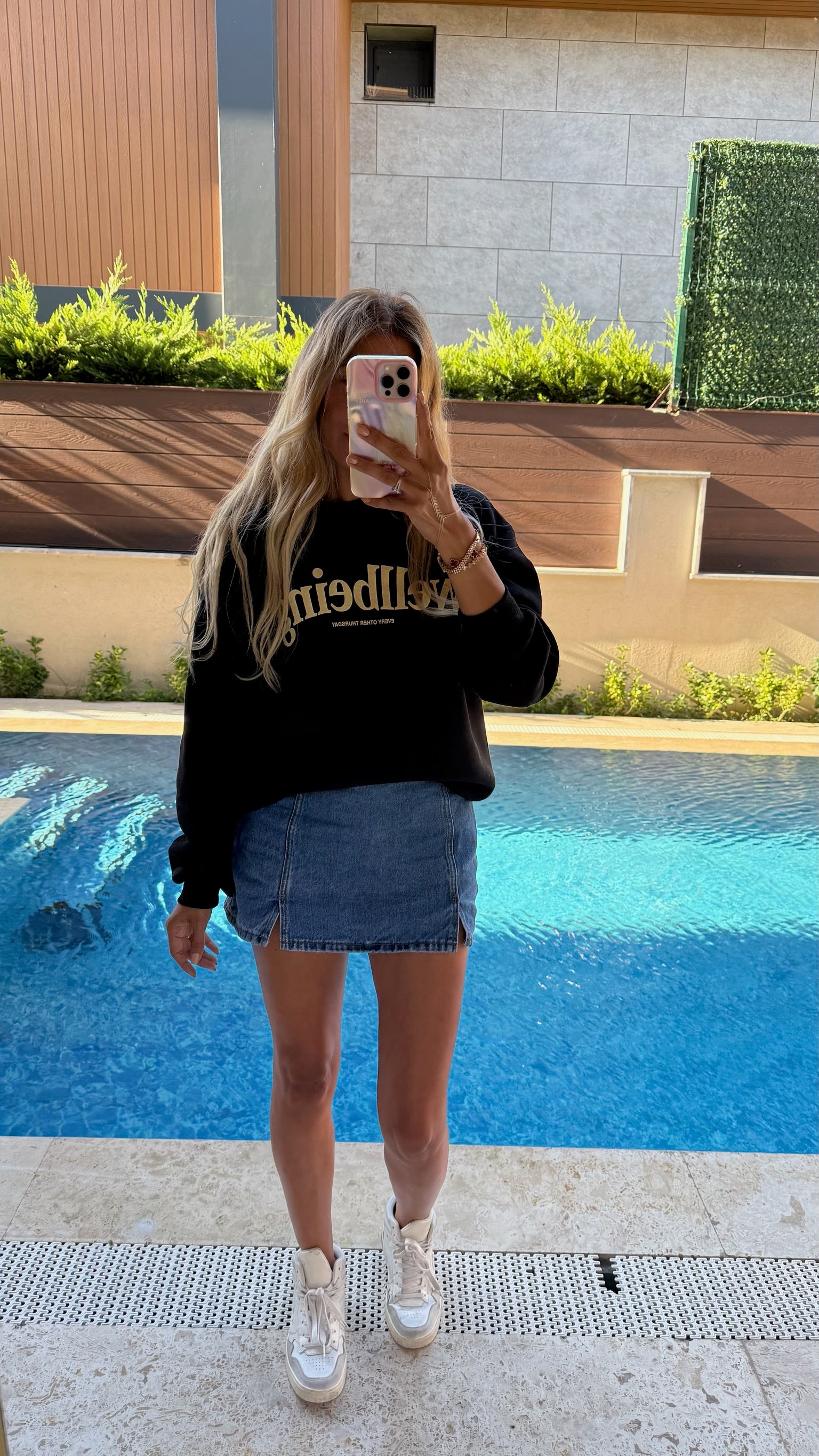 Wellbeing Oversize Sweatshirt - Siyah/Krem