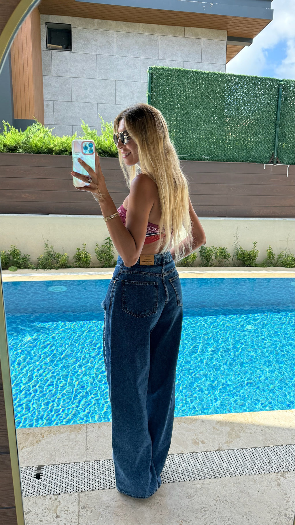 Denim Pantolon - Özel Dikişli Mavi