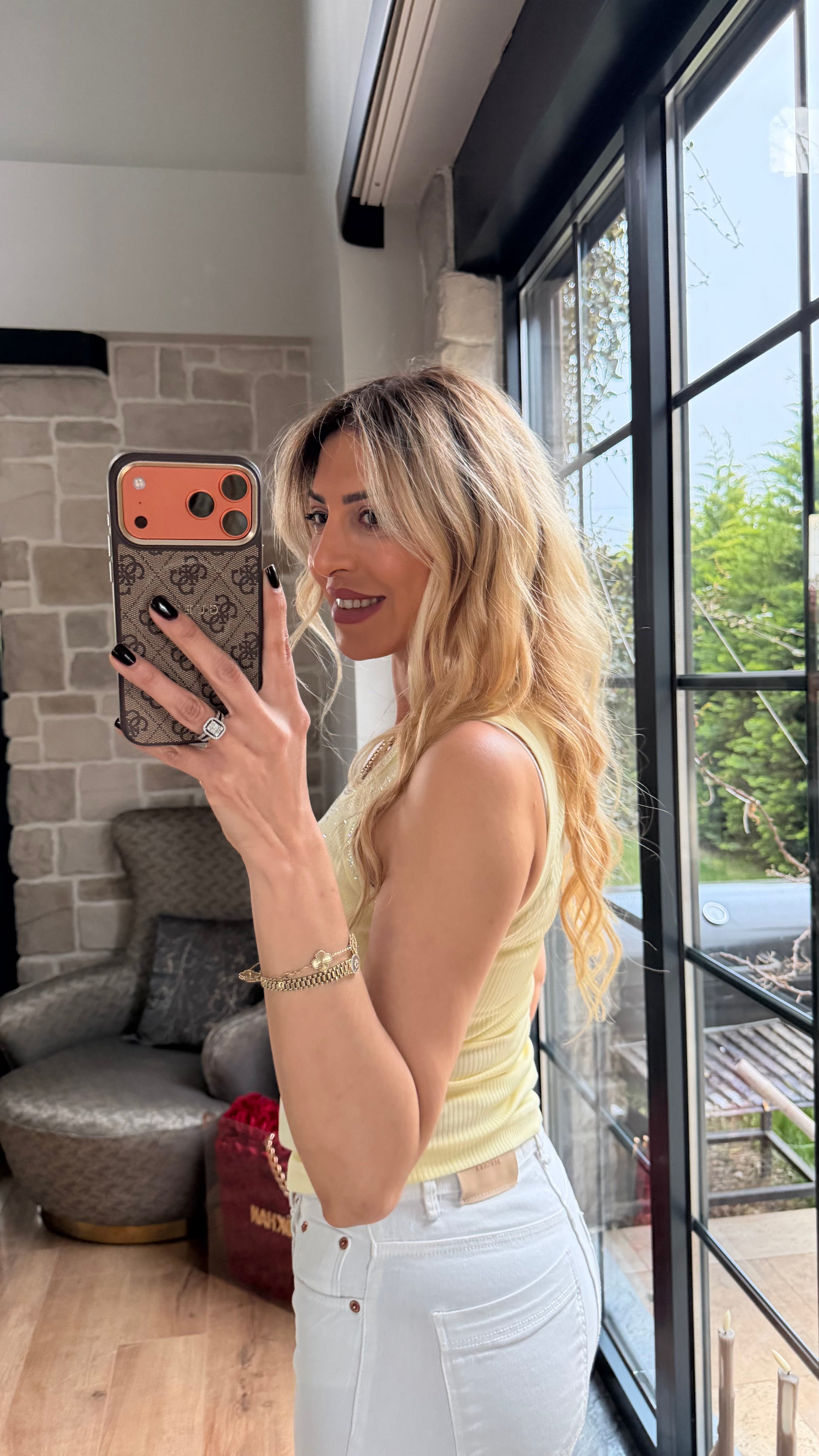 Dağınık Taş Detay Atlet Sarı