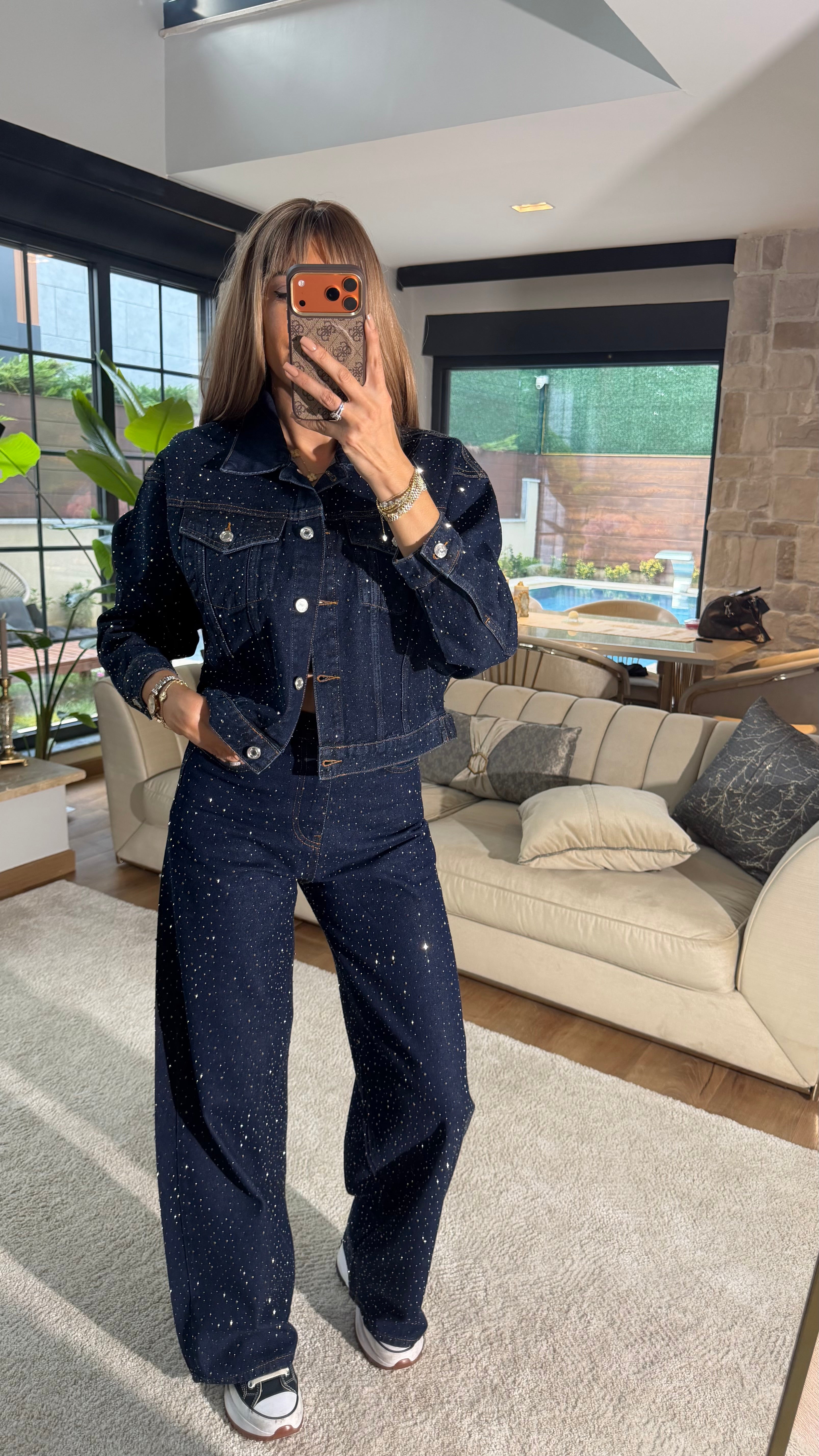 Cool Lacivert Taş Detaylı Jean