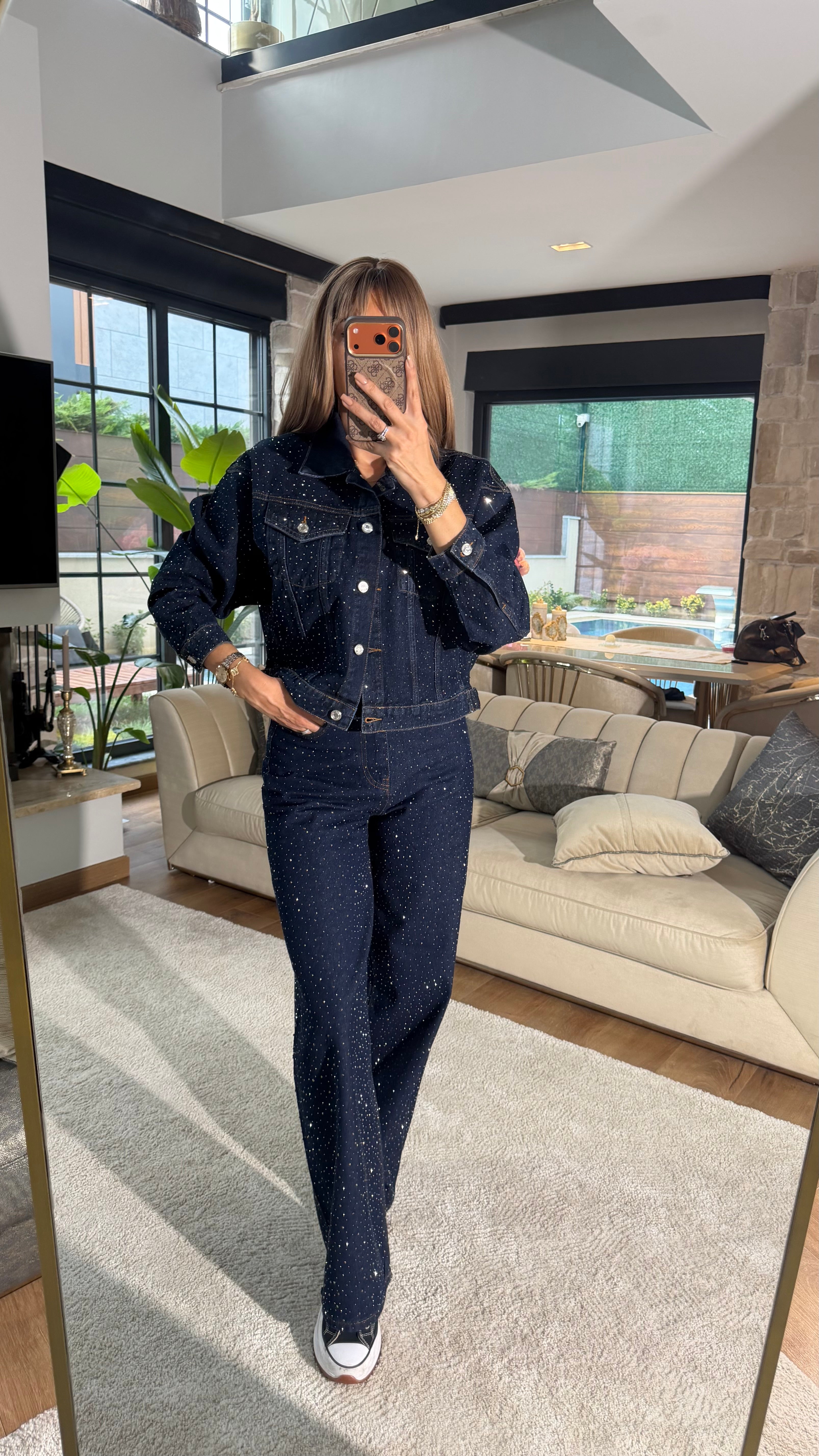 Cool Lacivert Taş Detaylı Jean