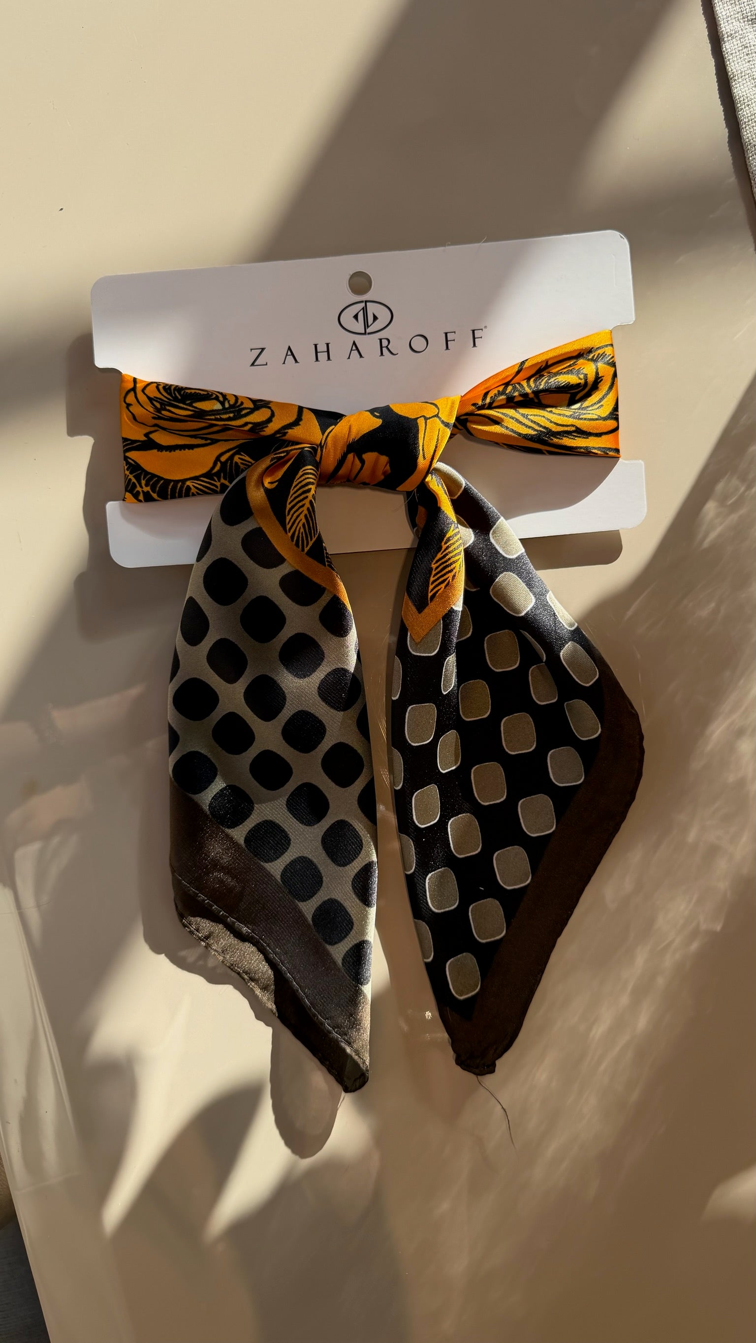 Desenli İpek Fular Sarı Yeşil