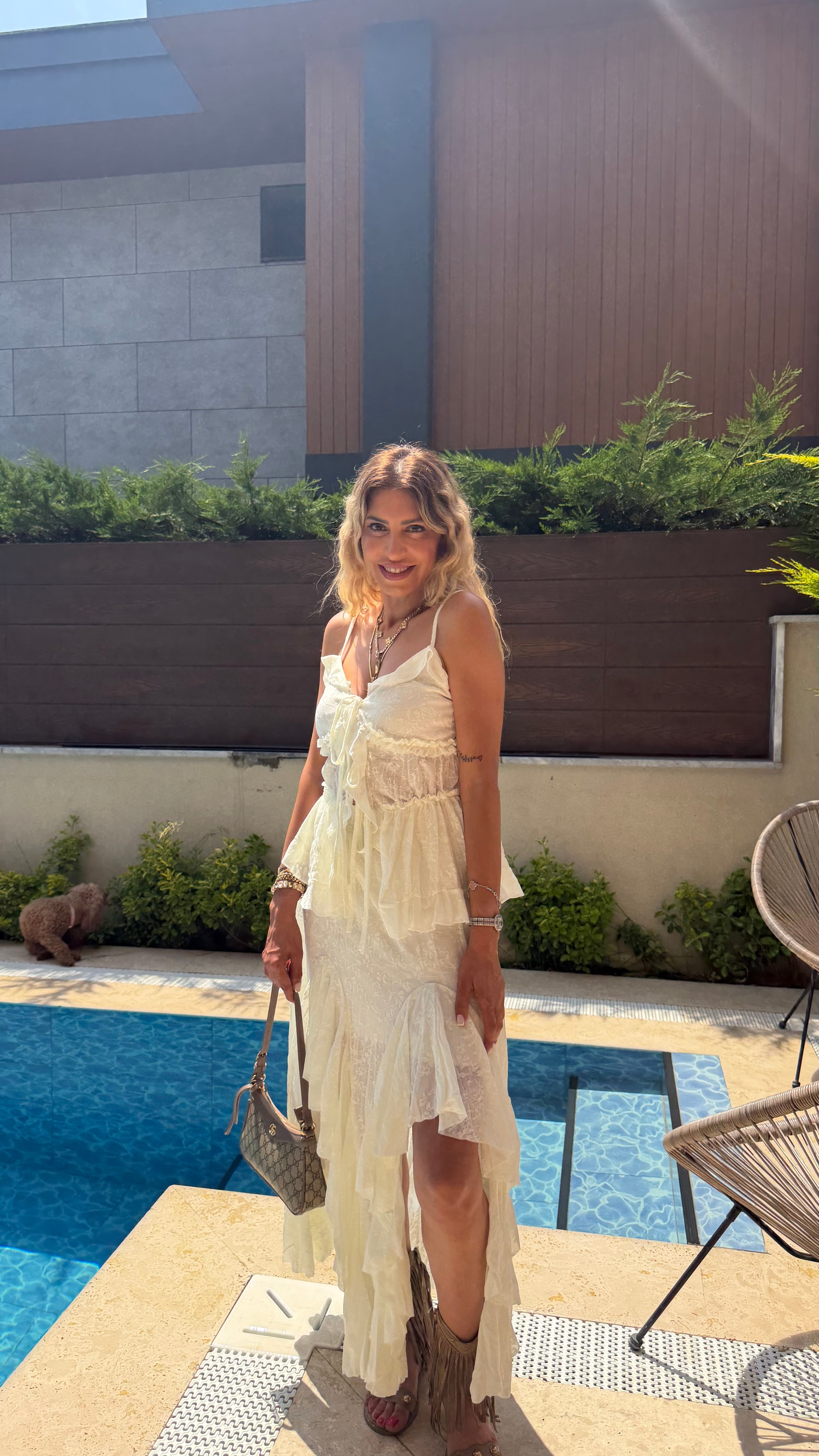 Angelica Fırfır Detaylı İkili Takım Ekru