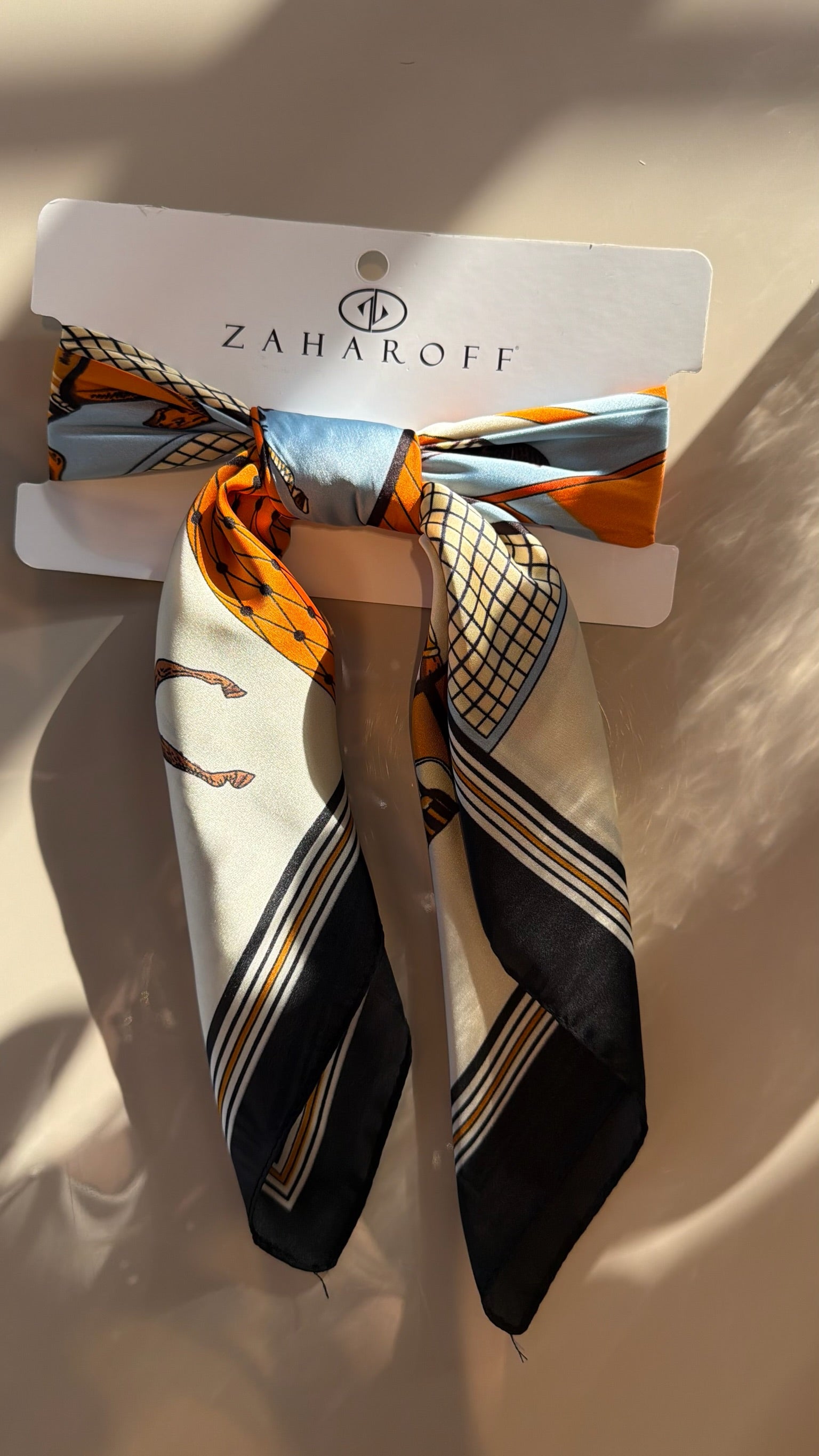 Desenli İpek Fular Oranj