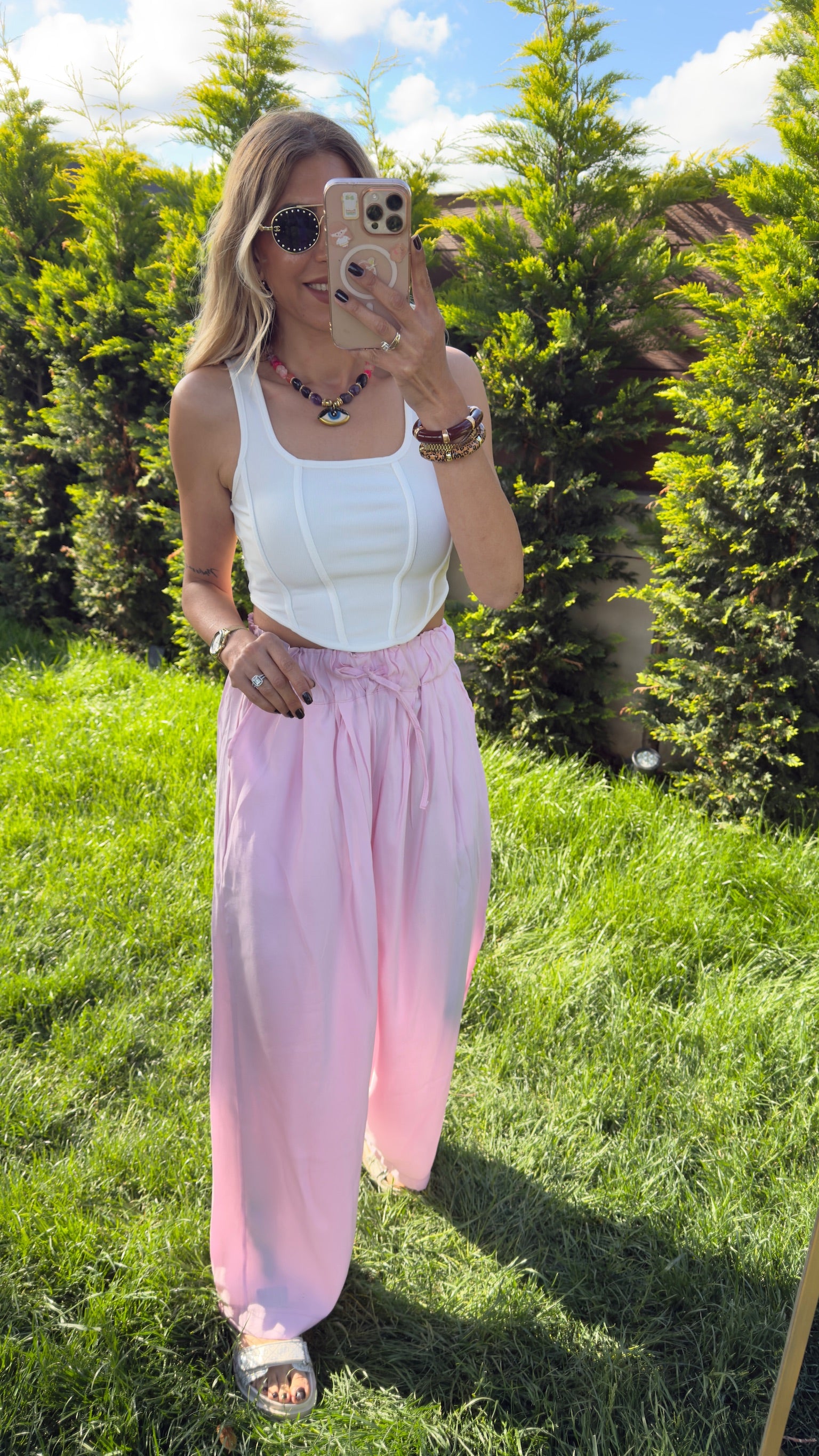 Büzgülü Pantolon Pembe