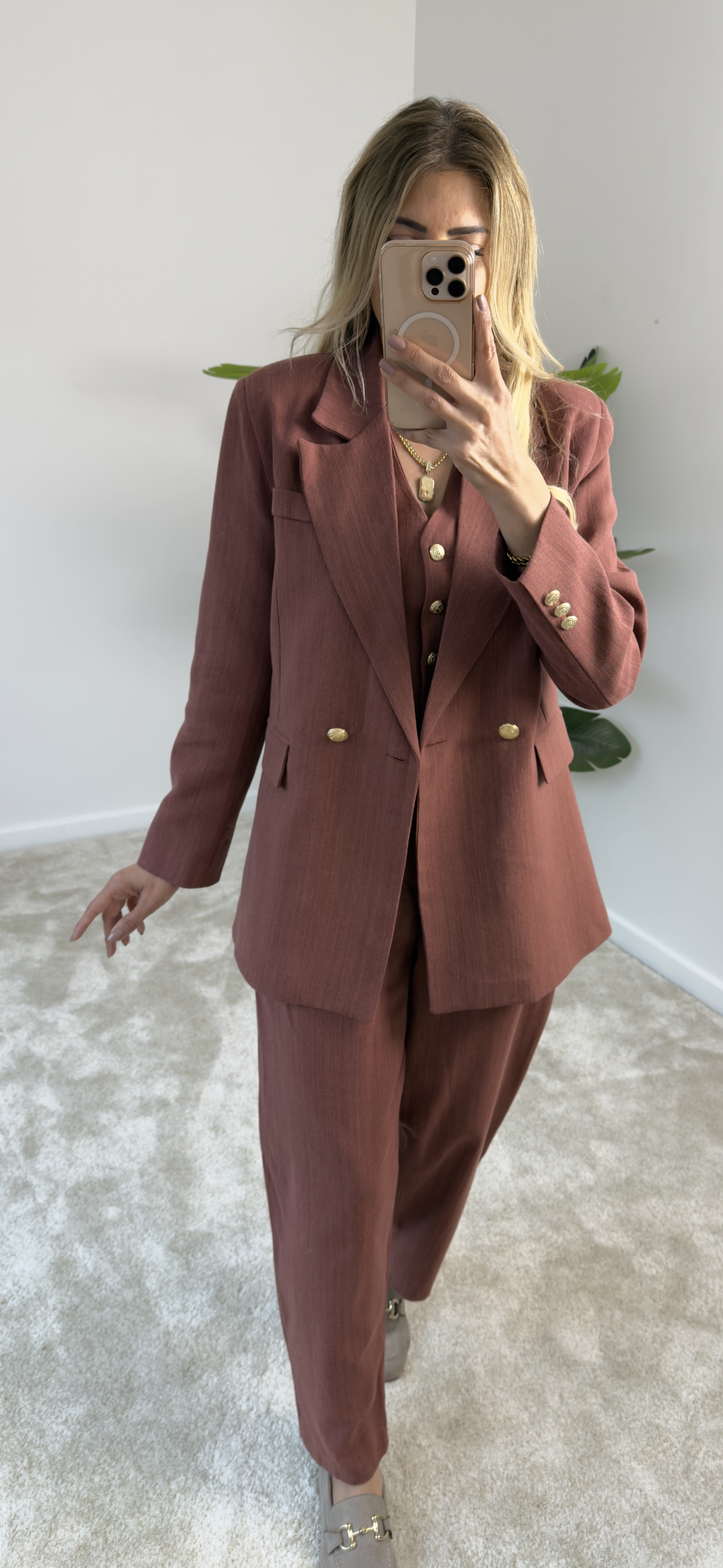 Tıcker Blazer Ceket-Yelek-Takım Kiremit