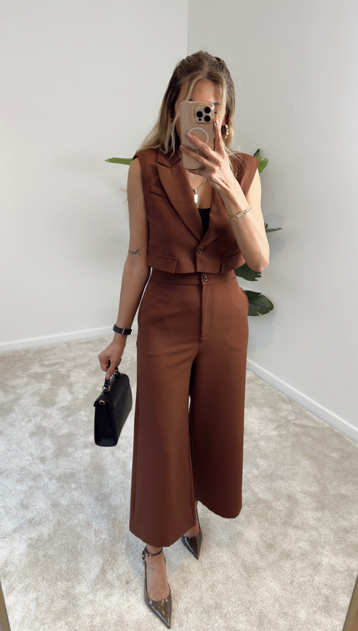 Hery Crop Ceket Pantolon Kiremit