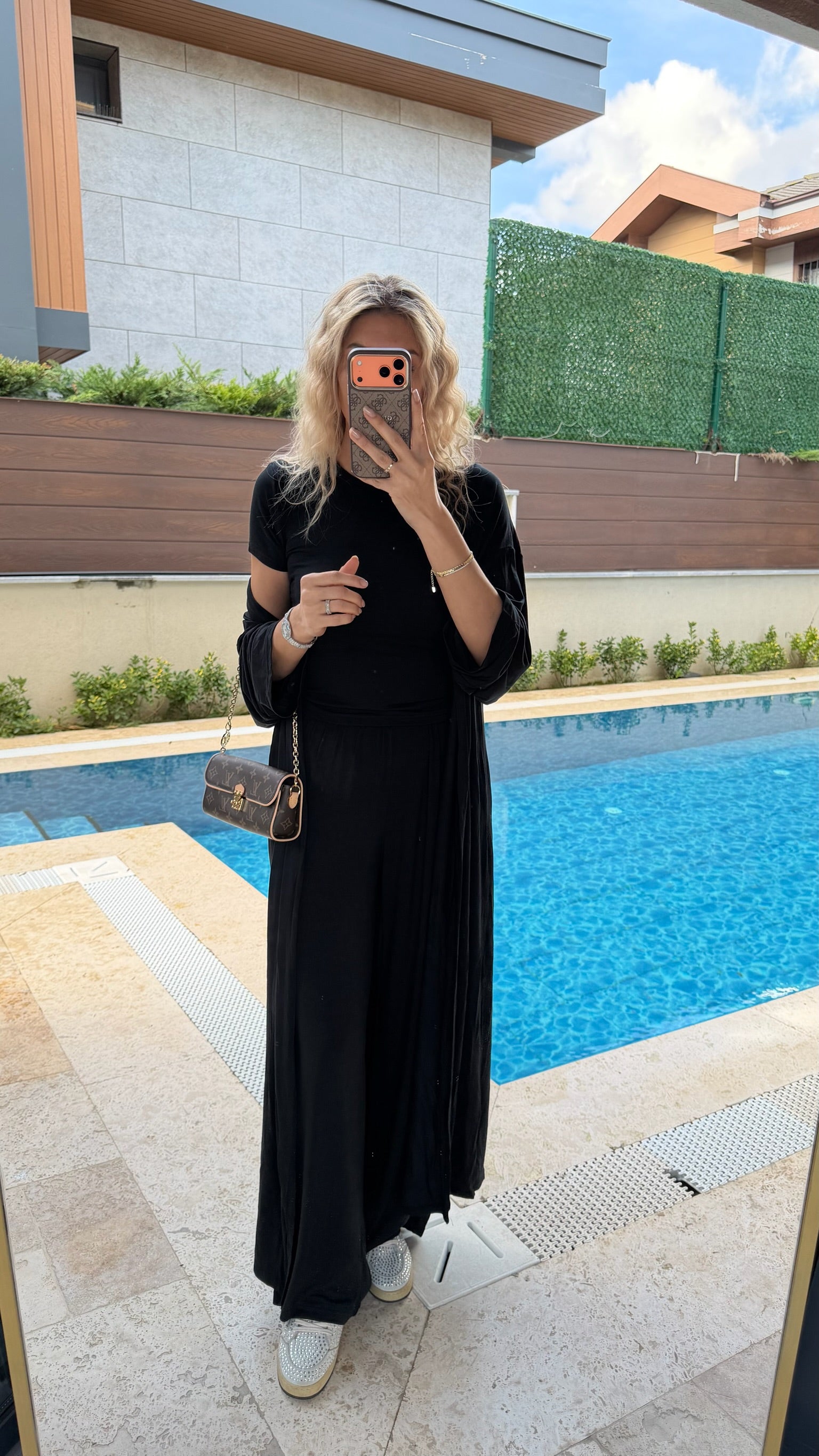 Uzun Hırkalı Üçlü Takım Siyah