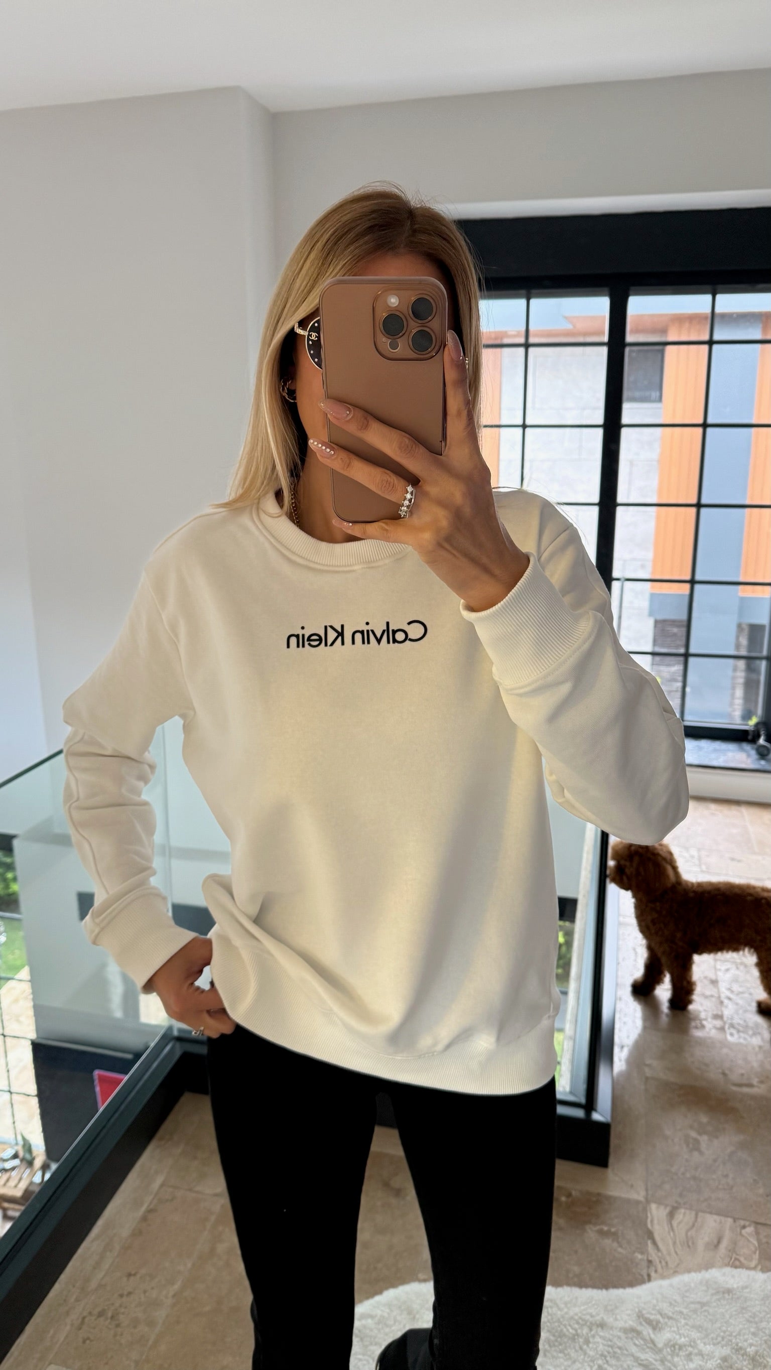 CK Yazılı Sweat Beyaz