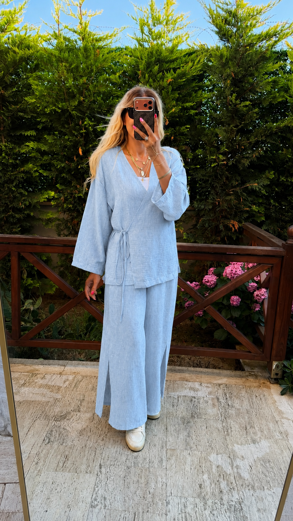 Luna Keten Kuşaklı Takım Bebe Mavisi