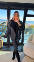 Zr Model Süet İçi Pelușlu Oversize Ceket Siyah