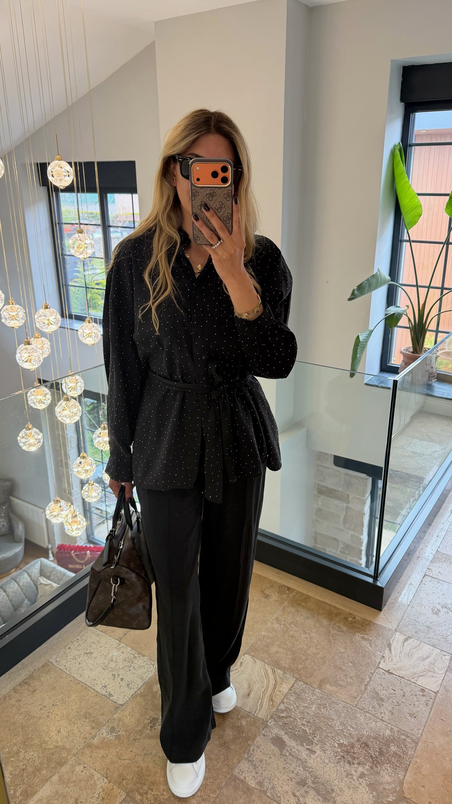 Diamond Taşlı İkili Takım Siyah