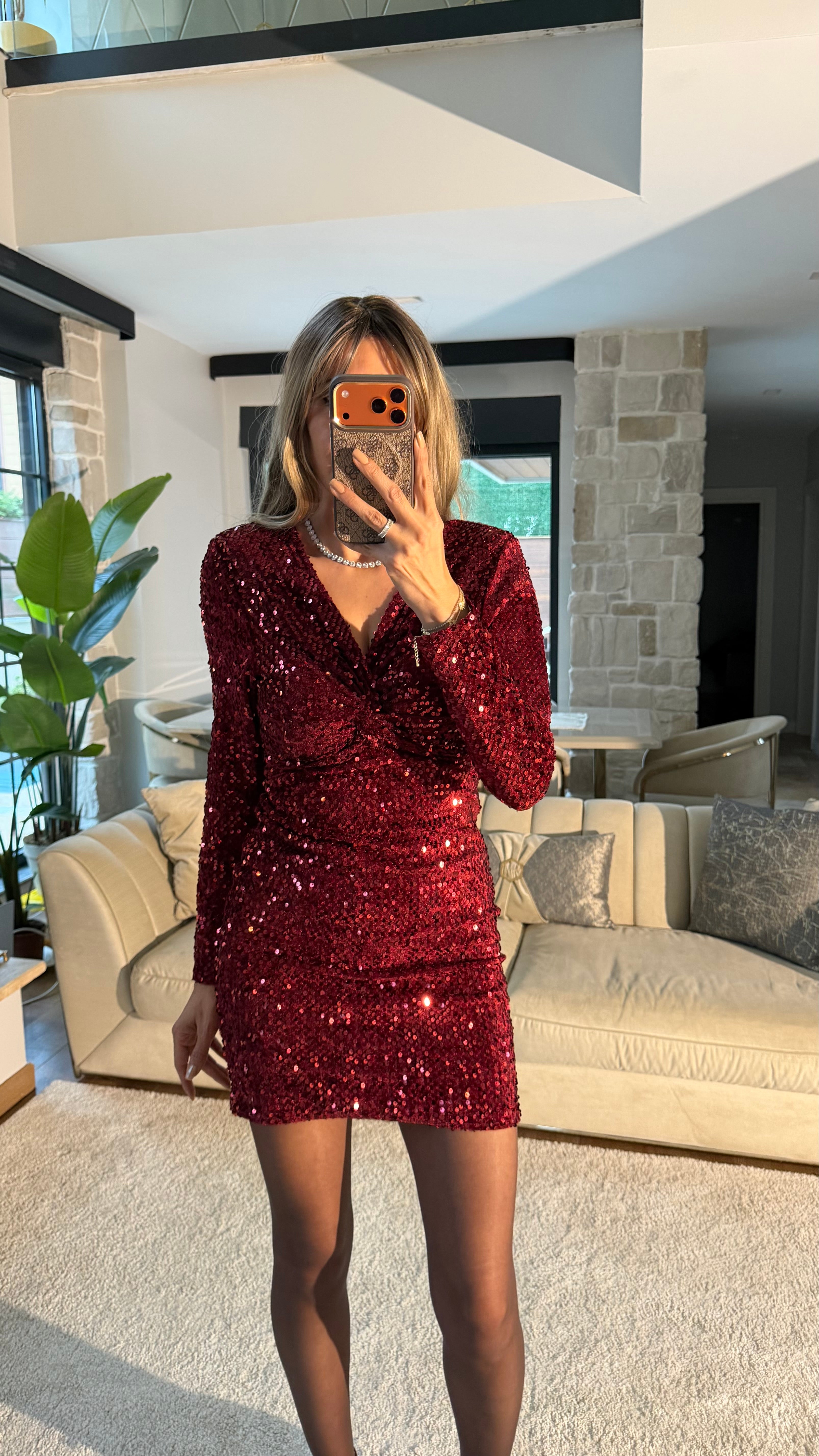 Pulpayet Mini Elbise Bordo