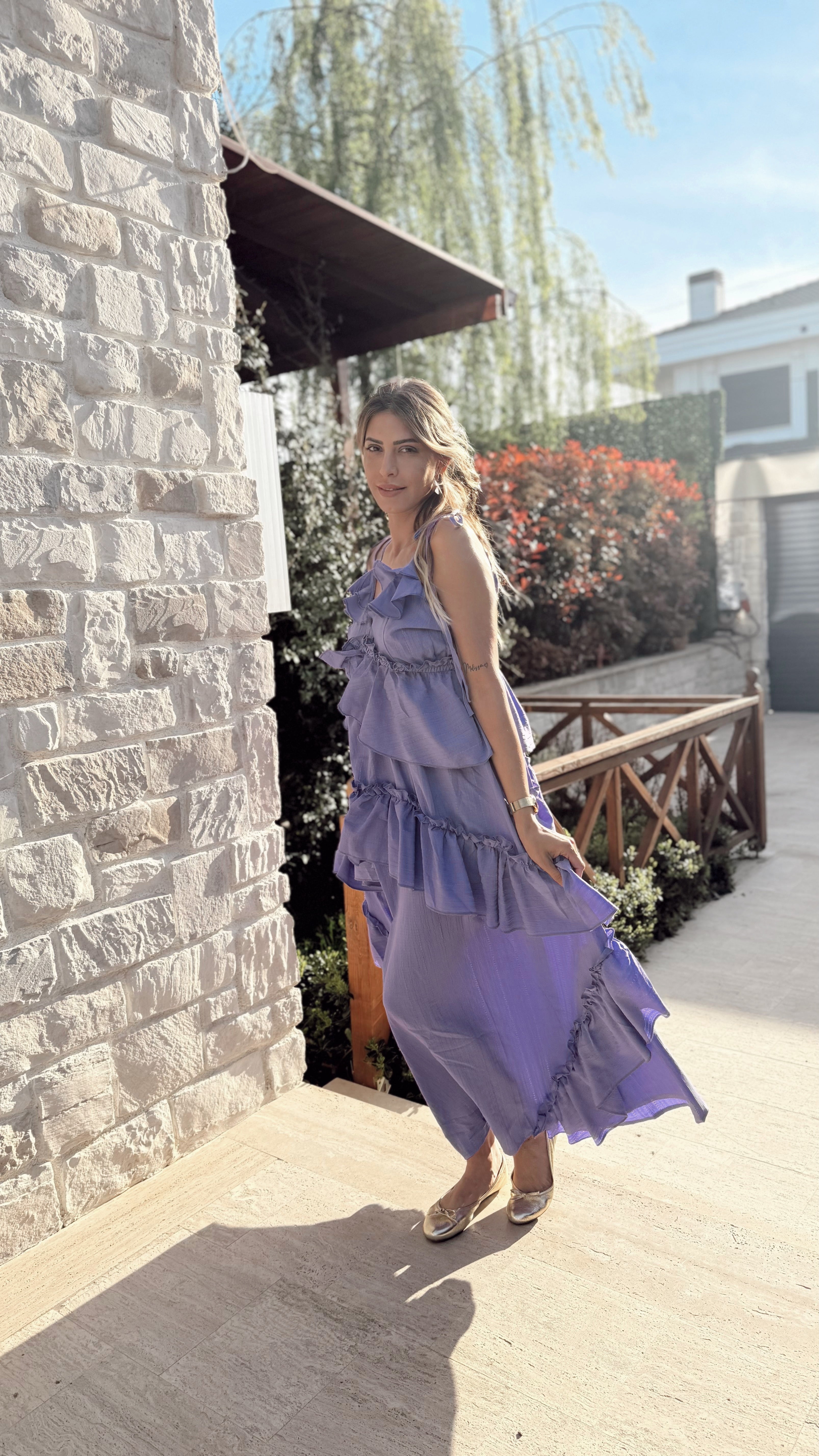 Mouna Bağlamalı Elbise Mor