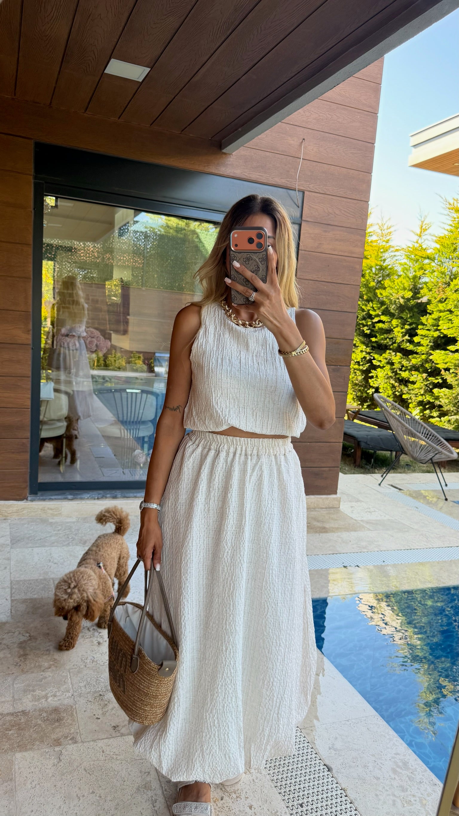 Bloom Balon Etek İkili Takım Ekru