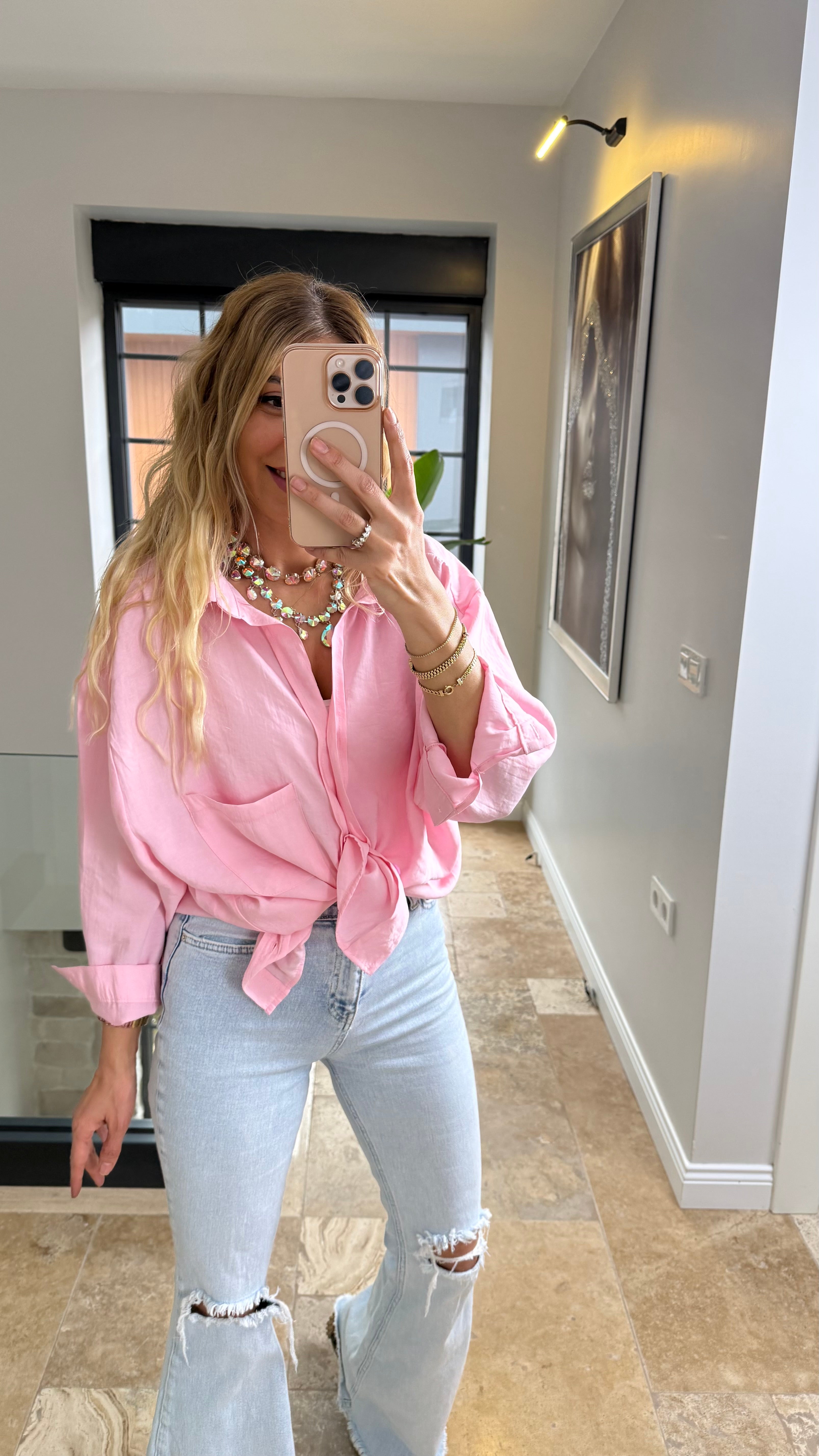 Stap Gömlek Pembe