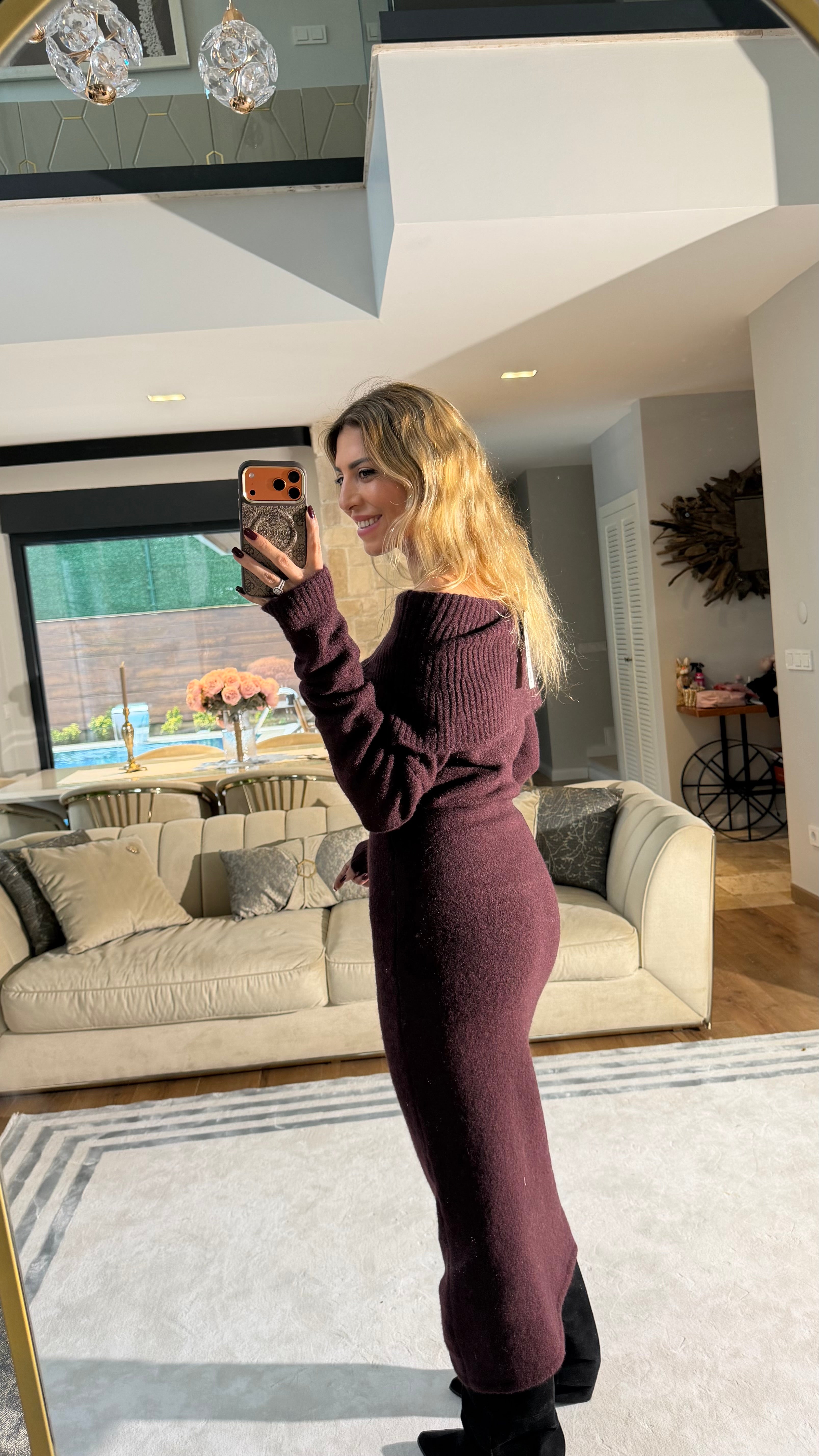 Dilvin Kayık Yaka Premium Elbise