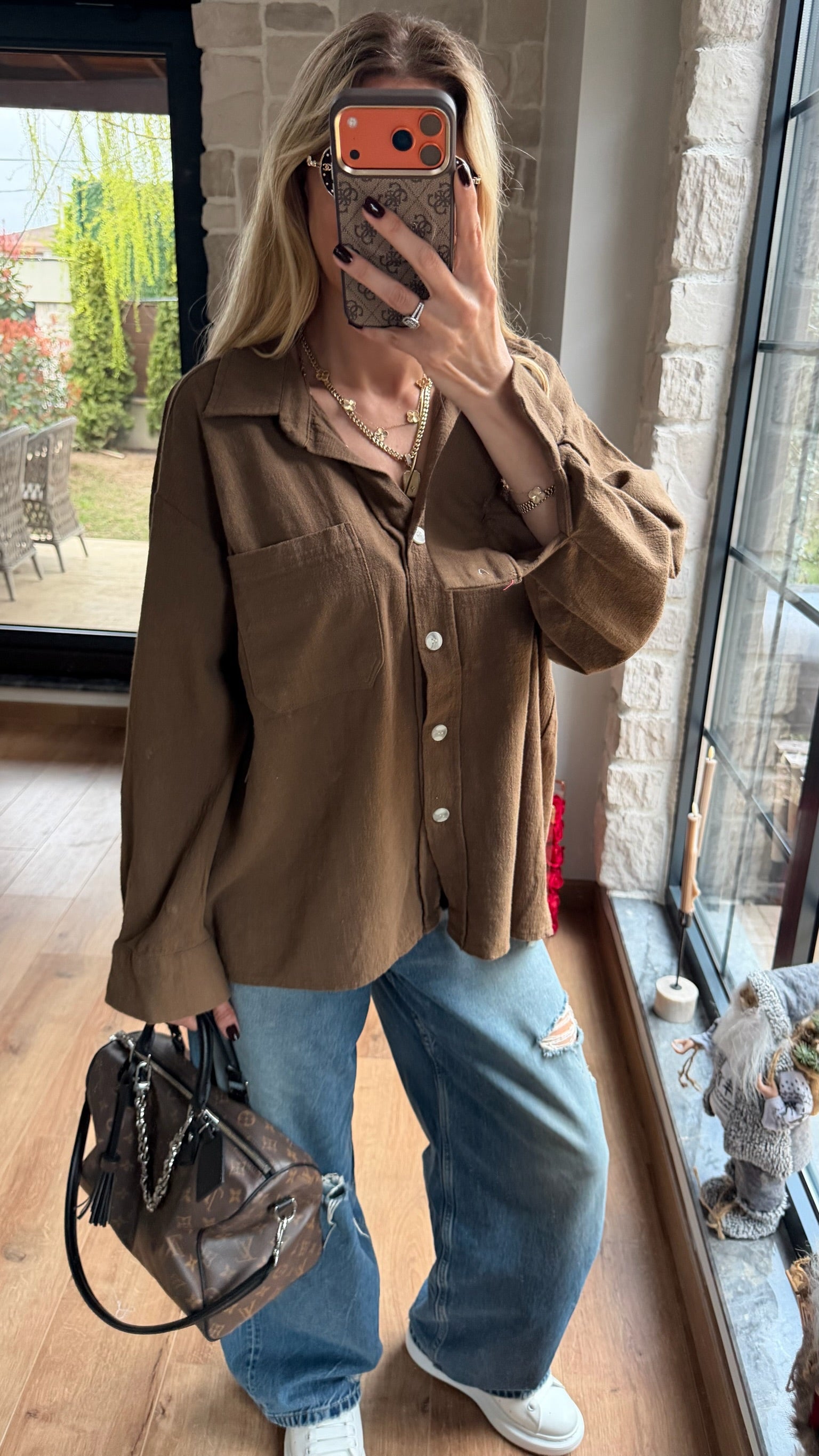 Tensel Gömlek Açık Kahverengi