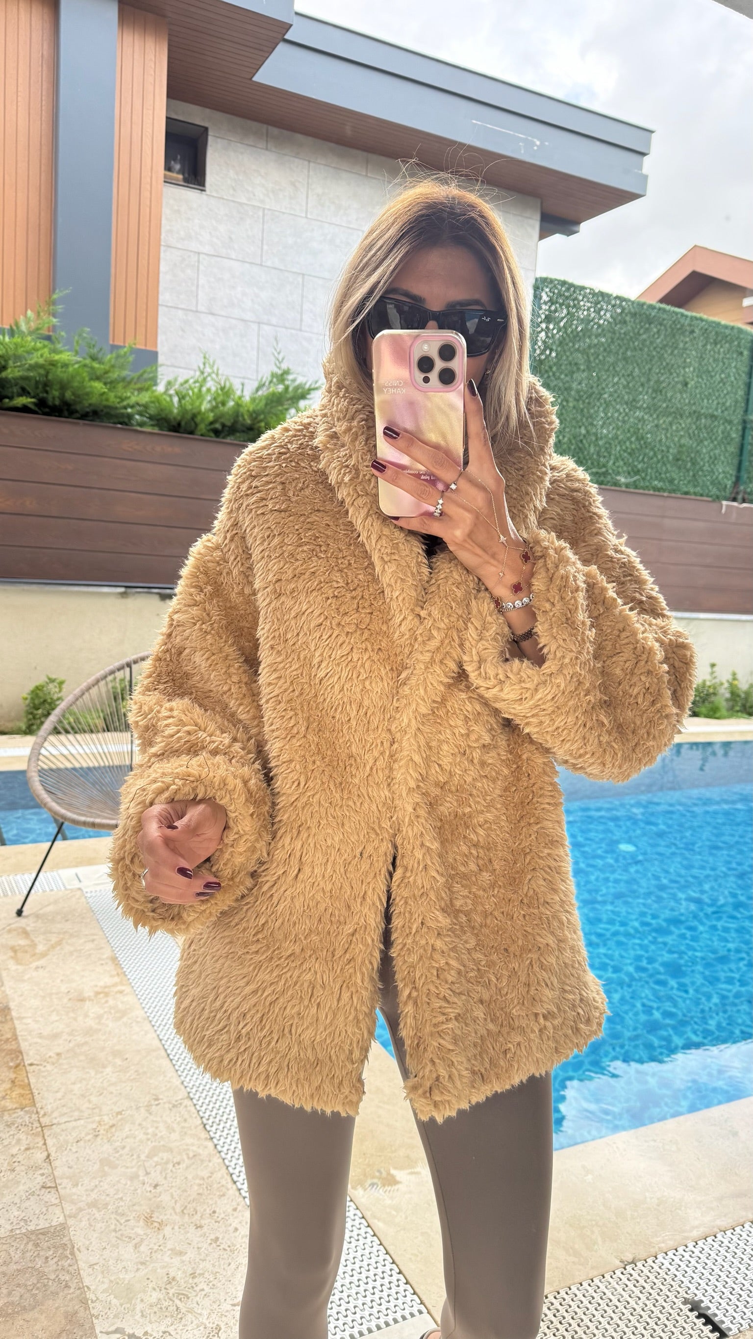 Premium Peluş Kumaş Kuzu Fermuarlı Mont