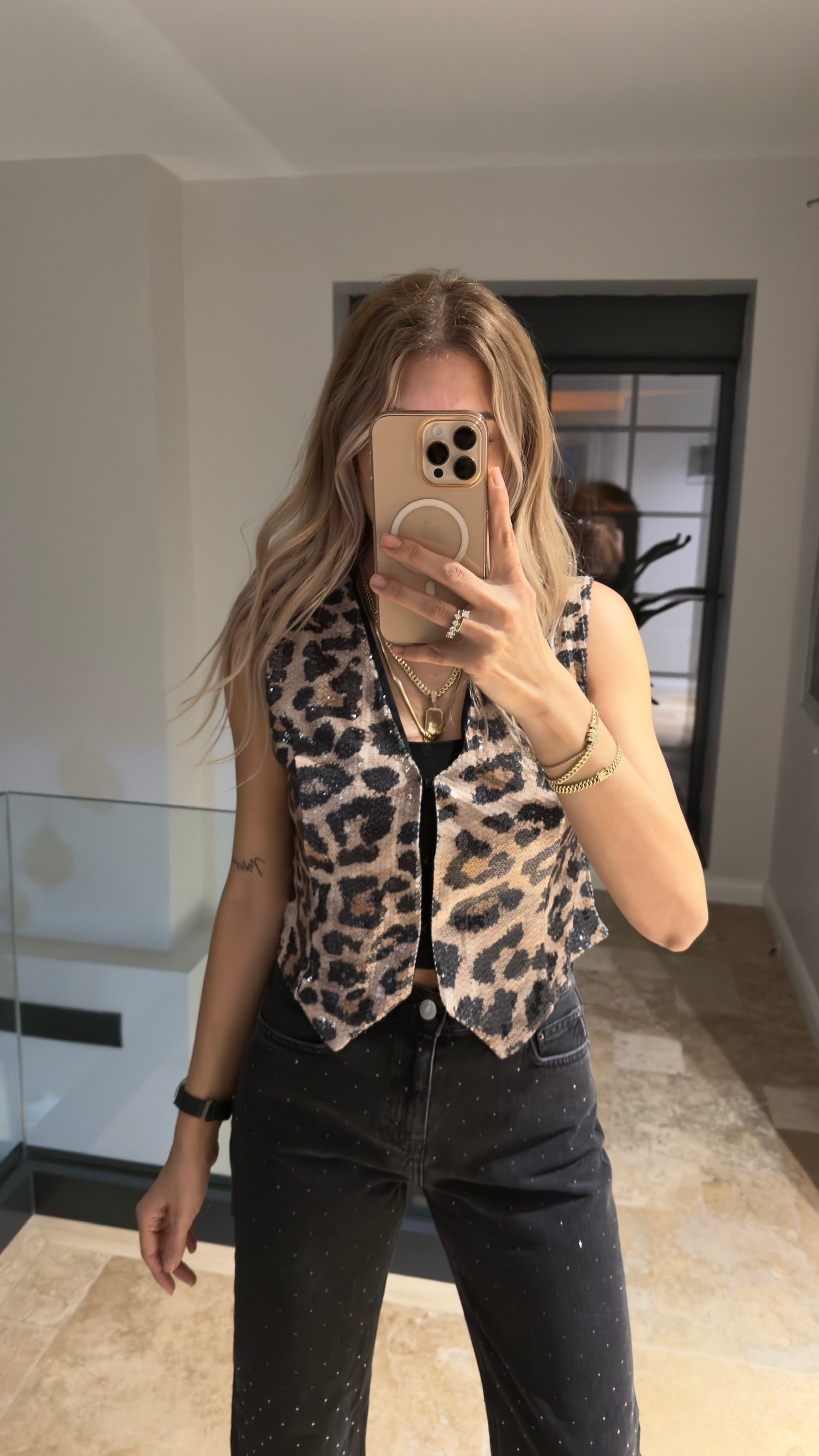Leopar Desen Pulpayet Yelek