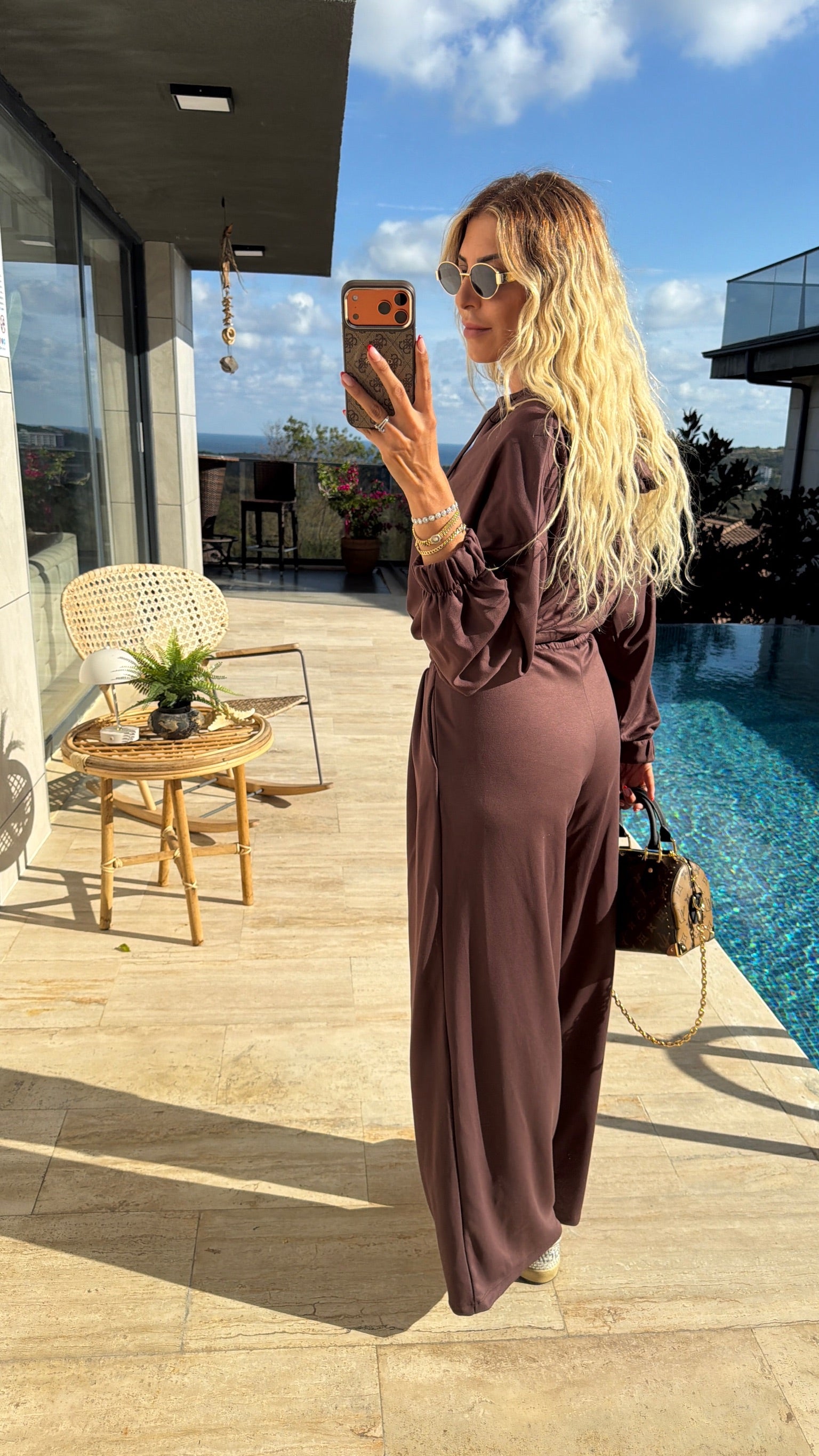 Brown Aura Fermuarlı Sweat Takım