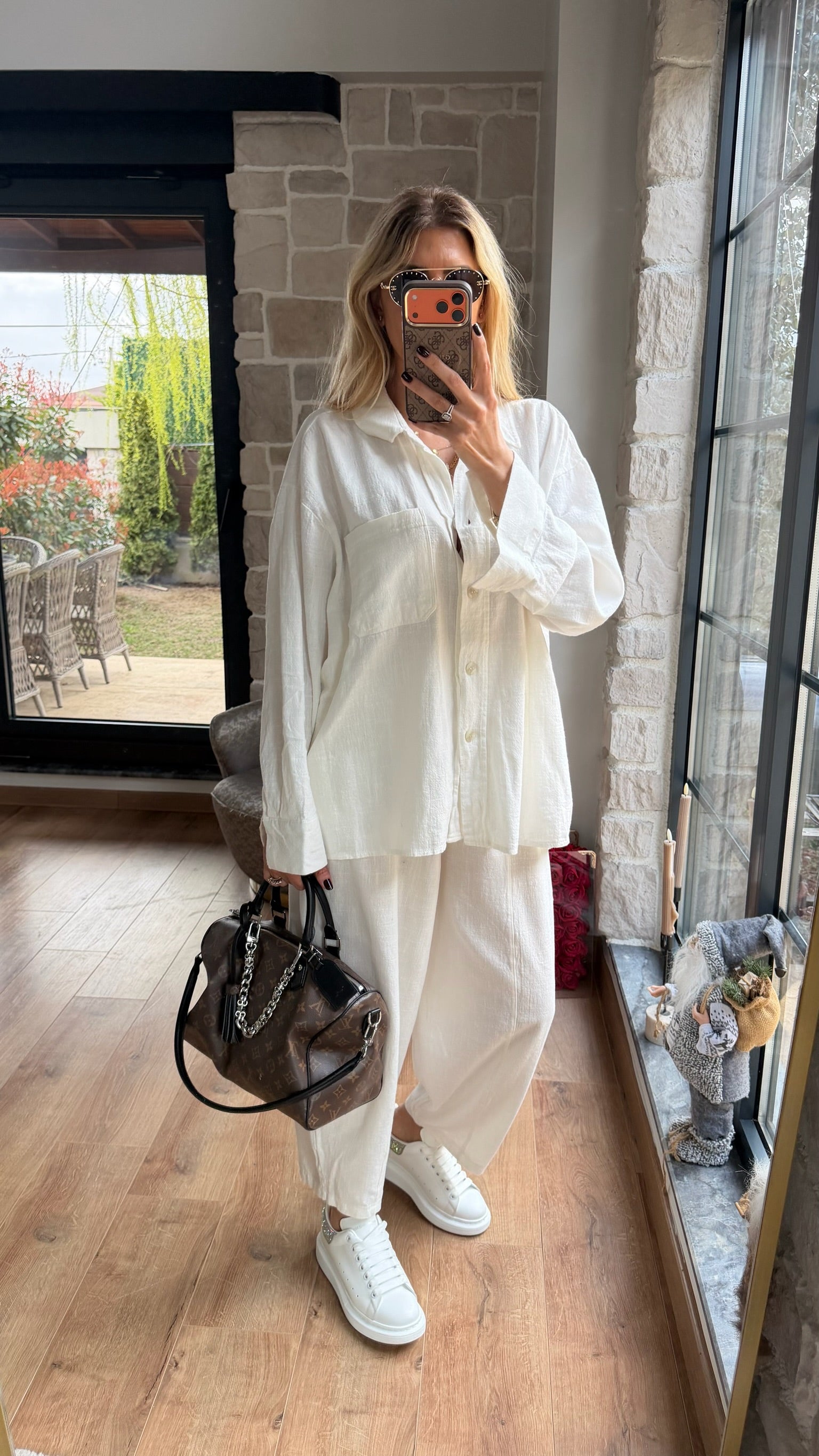 Tensel Gömlek Pantolon Takım Beyaz