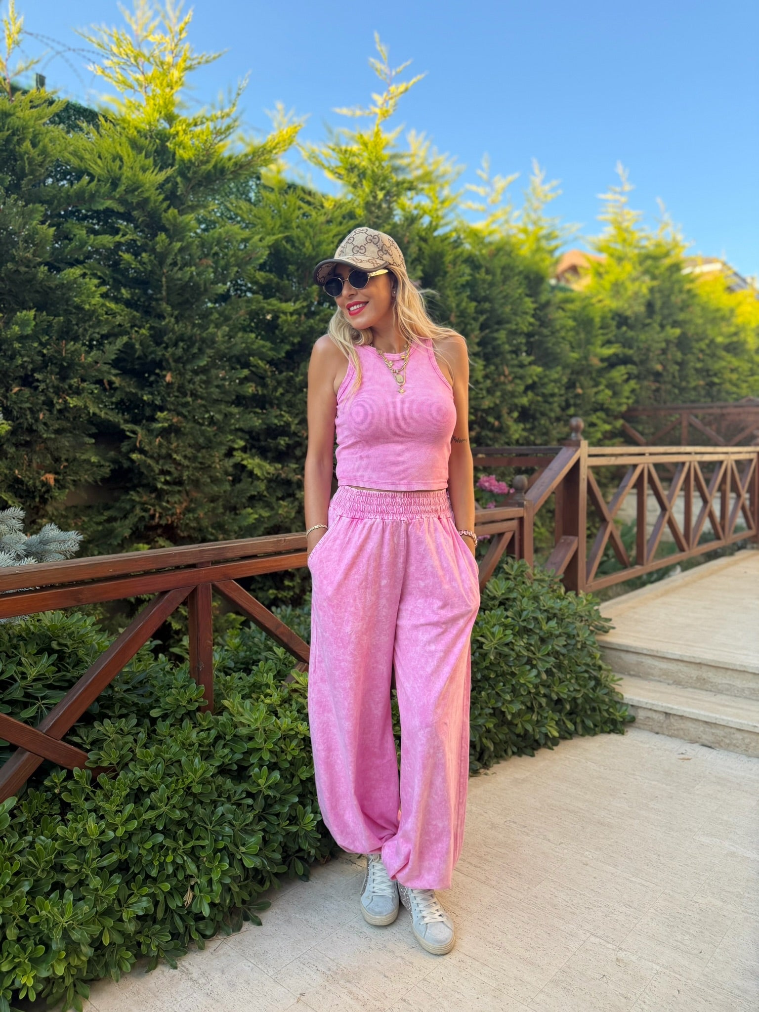 Brooklyn Yıkamalı Takım Pembe