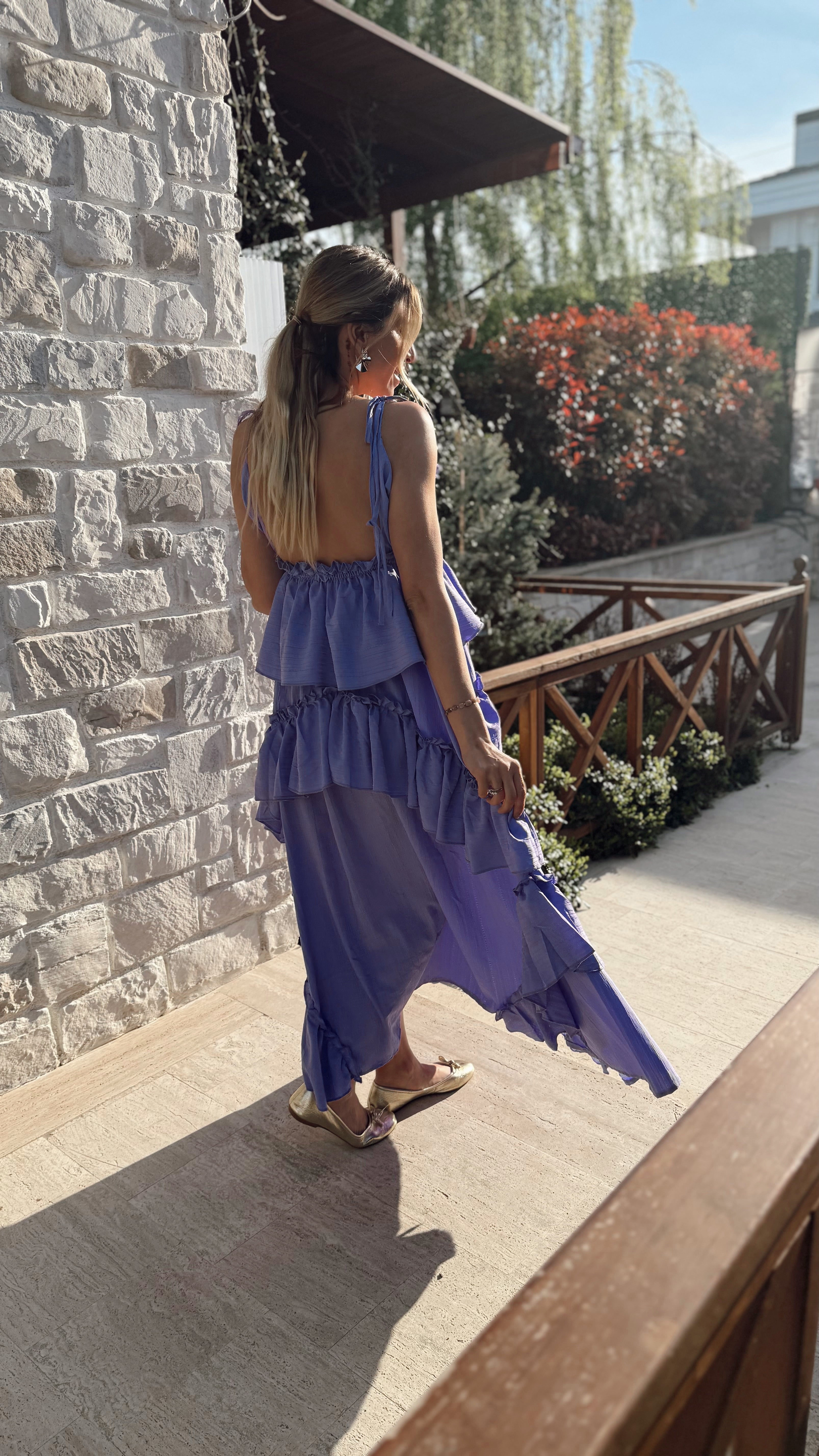 Mouna Bağlamalı Elbise Mor