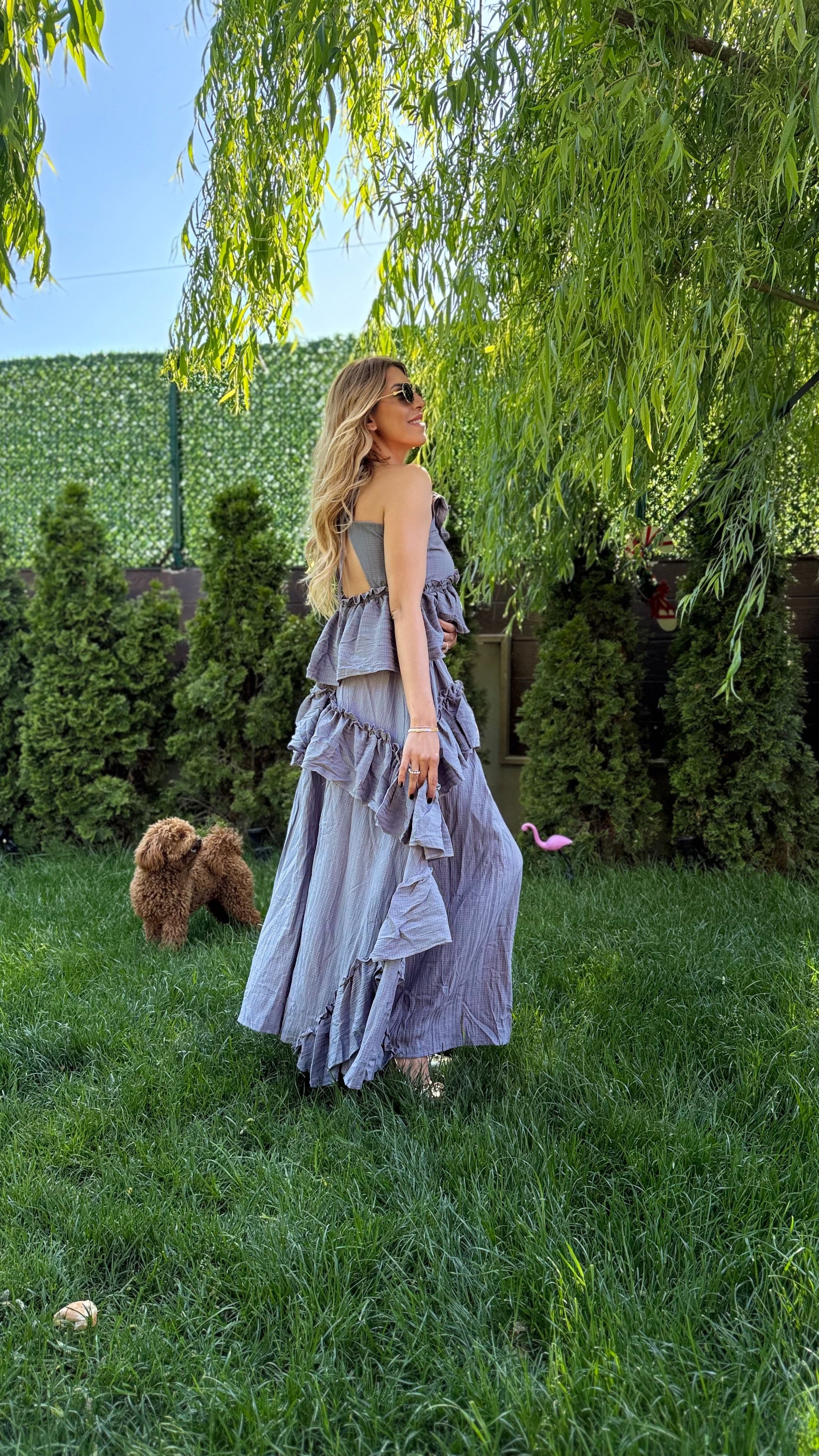 Mouna Bağlamalı Elbise Gri