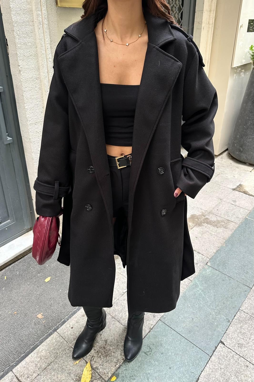 Milano Kaşe Kaban Siyah