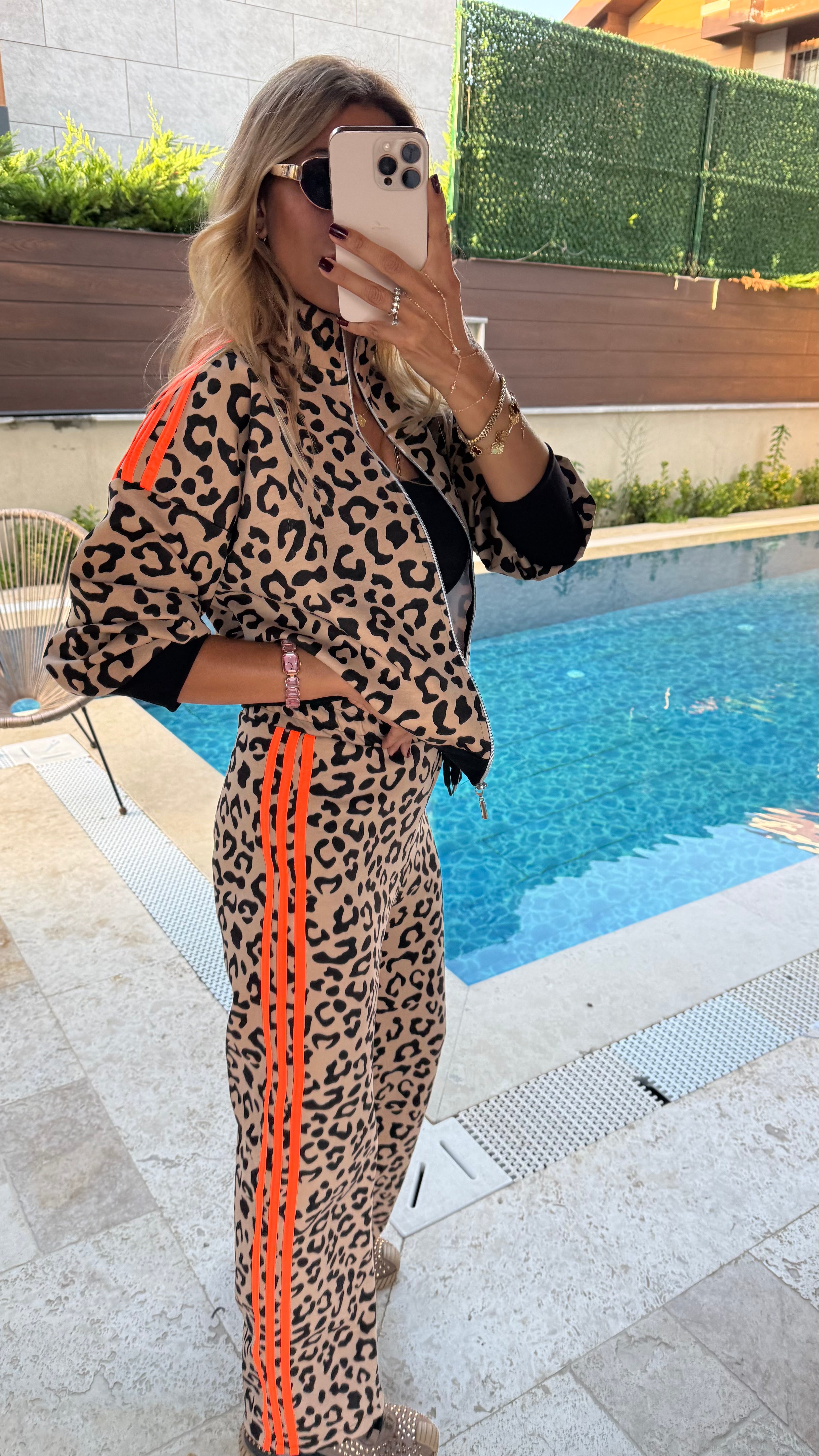 Leopar Desenli İkili Takım