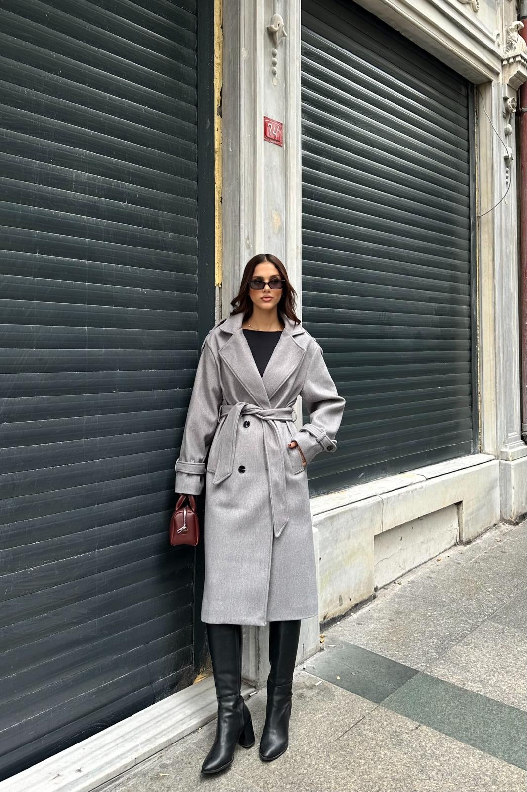 Milano Kaşe Kaban Gri