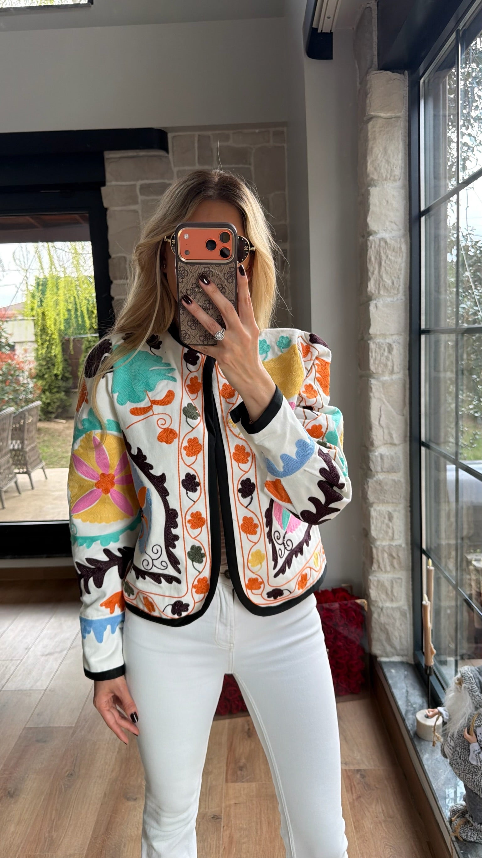 Corel Nakış İşlemeli Uzun Kollu Ceket Ekru - NK17