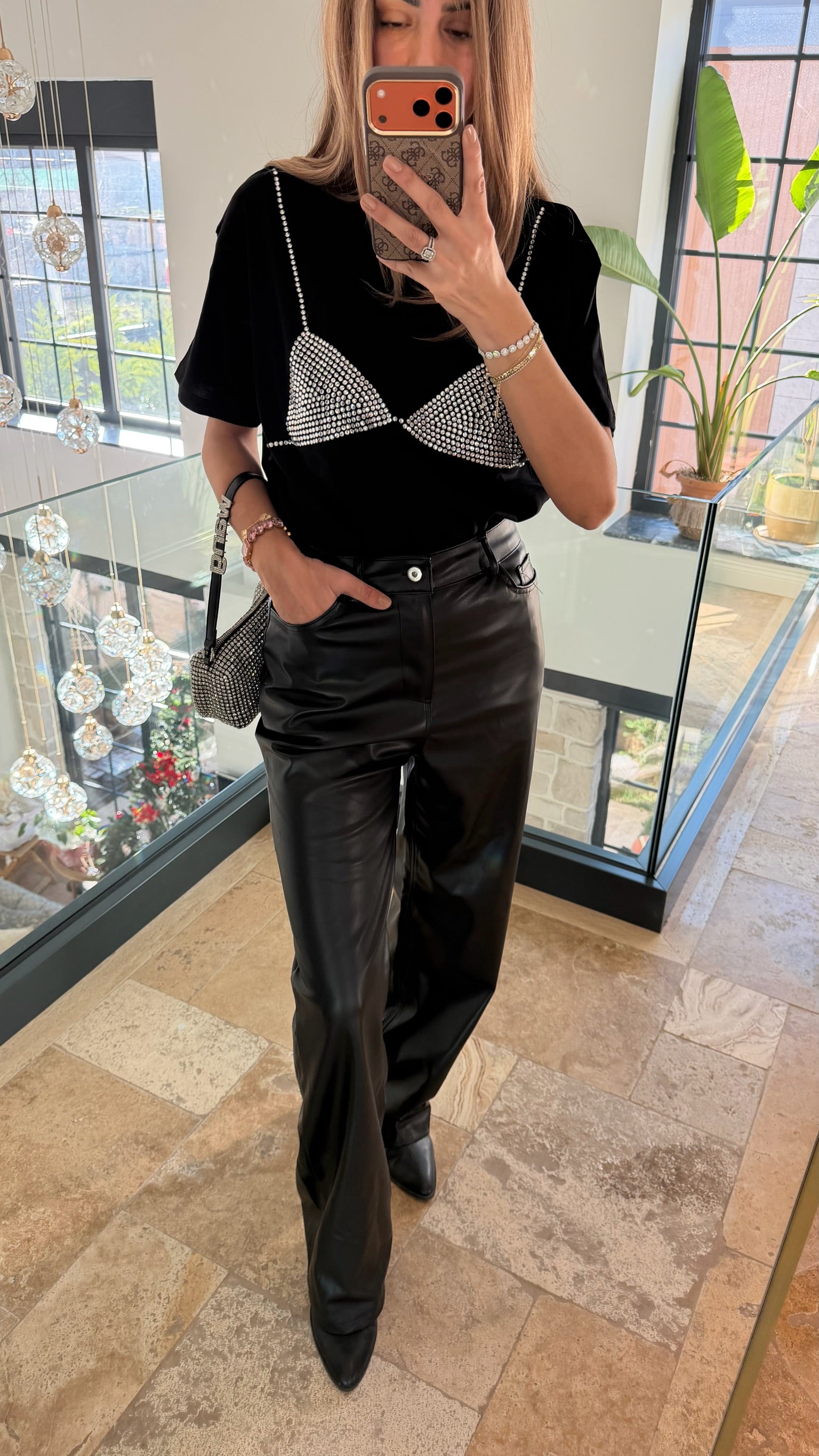 Siyah Suni Deri Pantolon