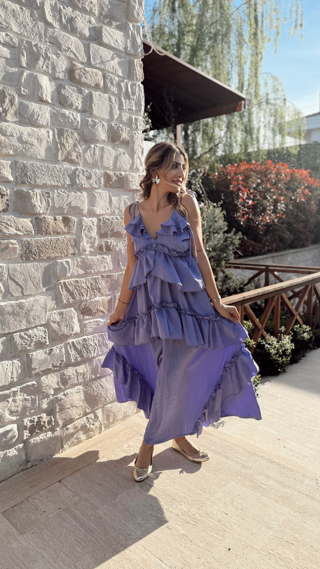 Mouna Bağlamalı Elbise Mor