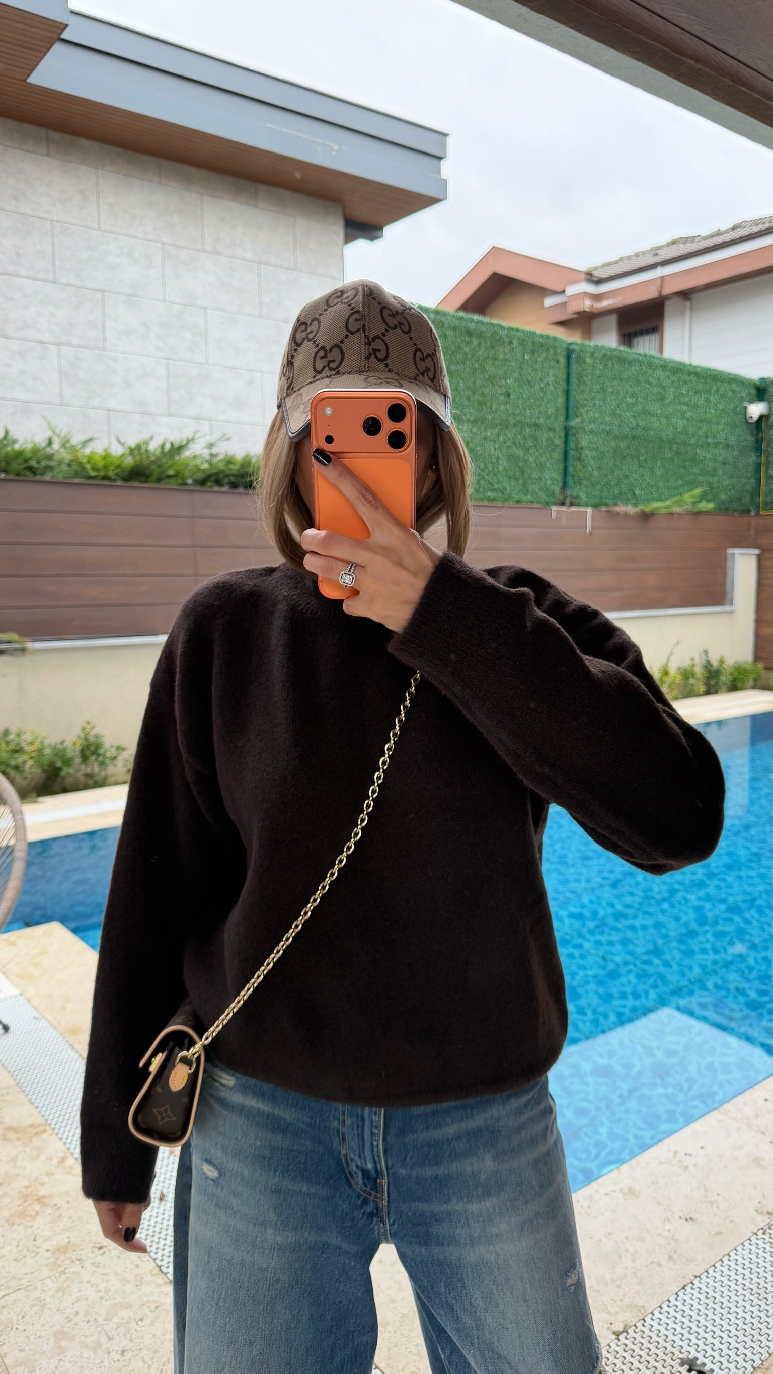 Dilvin Yumuşak Dokulu Triko Kazak Koyu Kahve