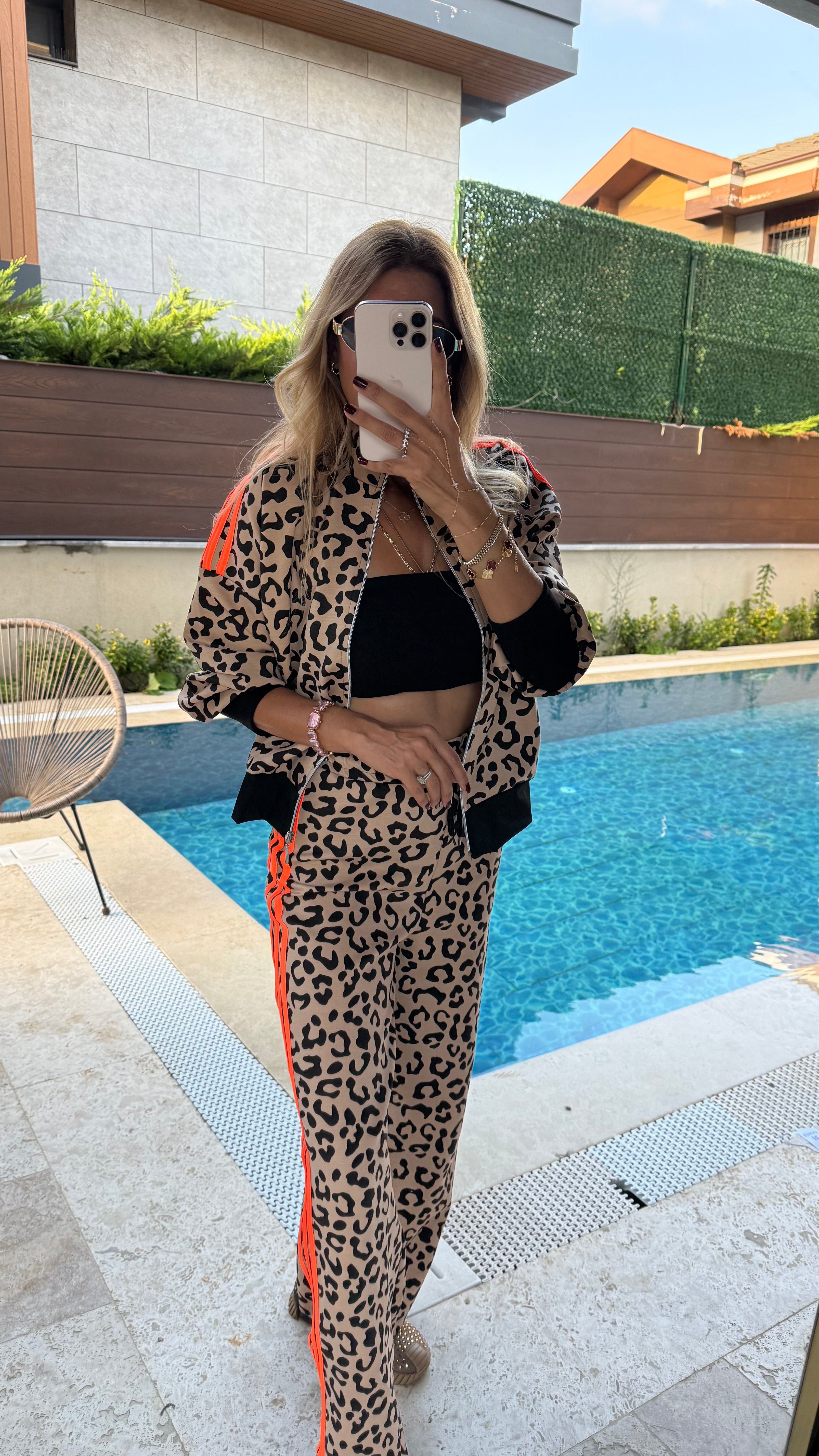 Leopar Desenli İkili Takım