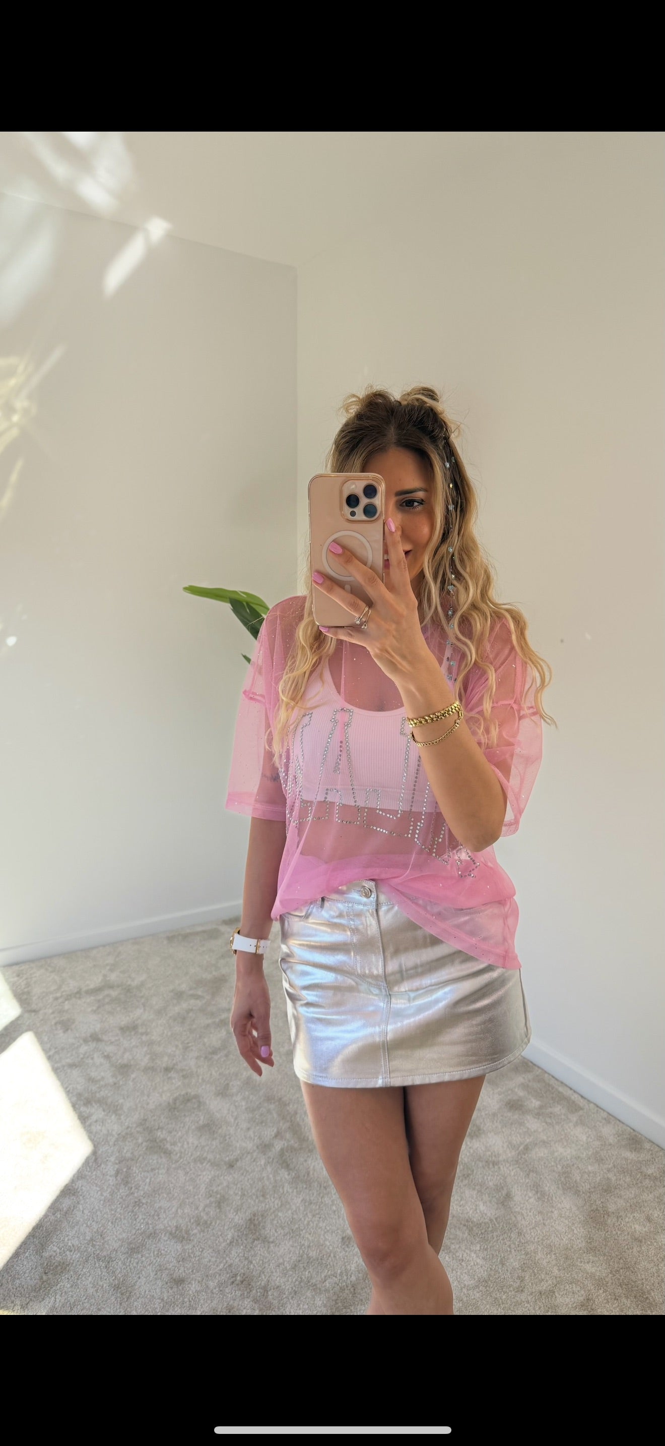 Hawi Gümüş Parlak Mini Etek