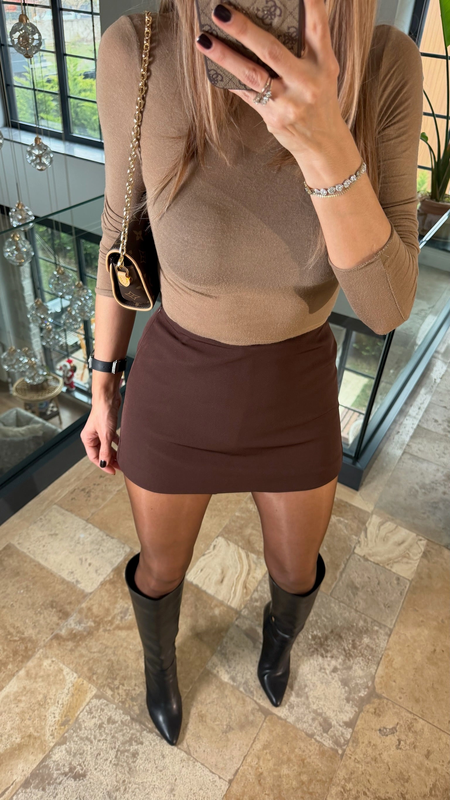 MyMiss Şort Etek Kahverengi