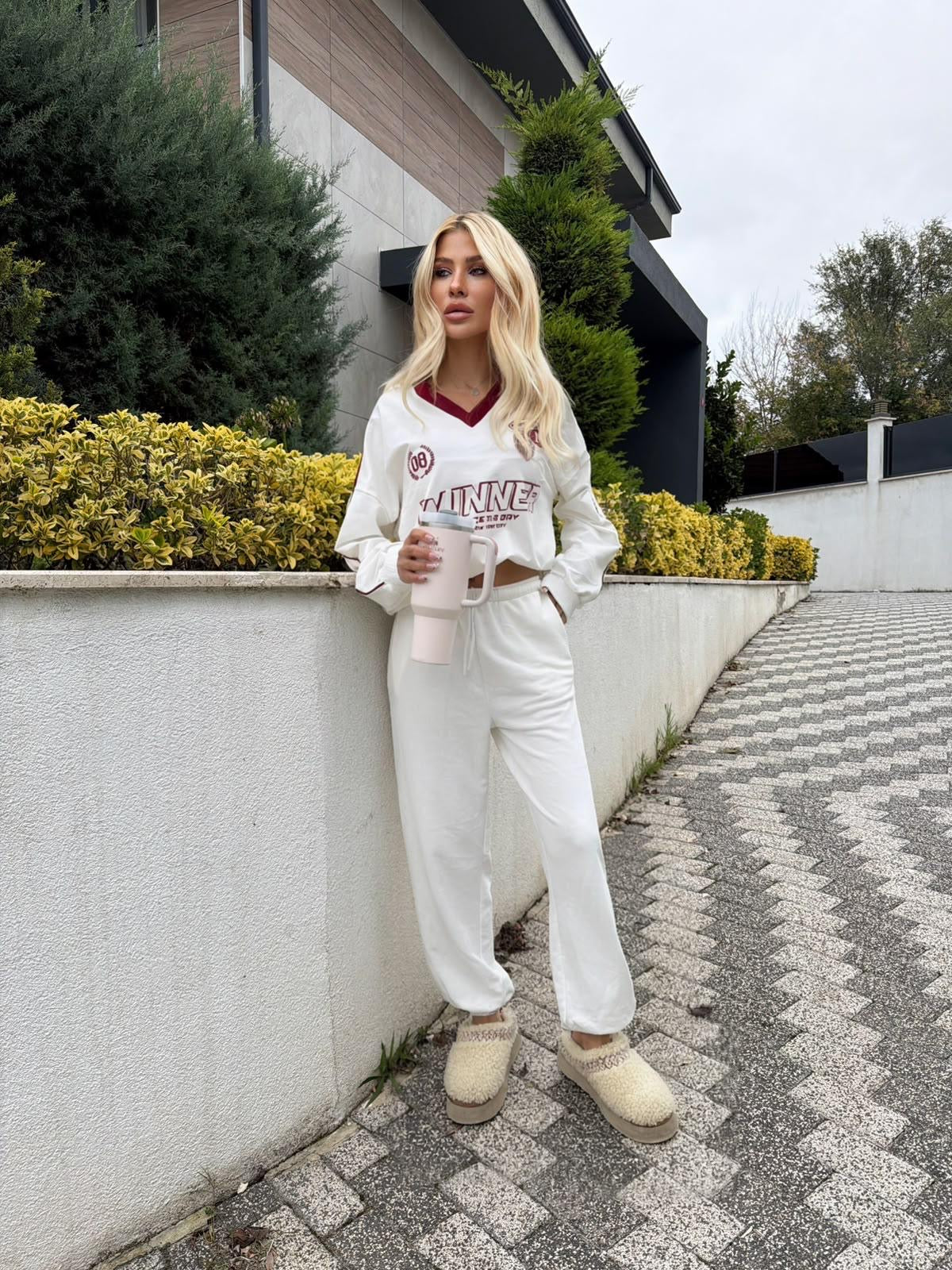 Winner Kolej Baskılı Sweatshirt ve Eşofman İkili Takım