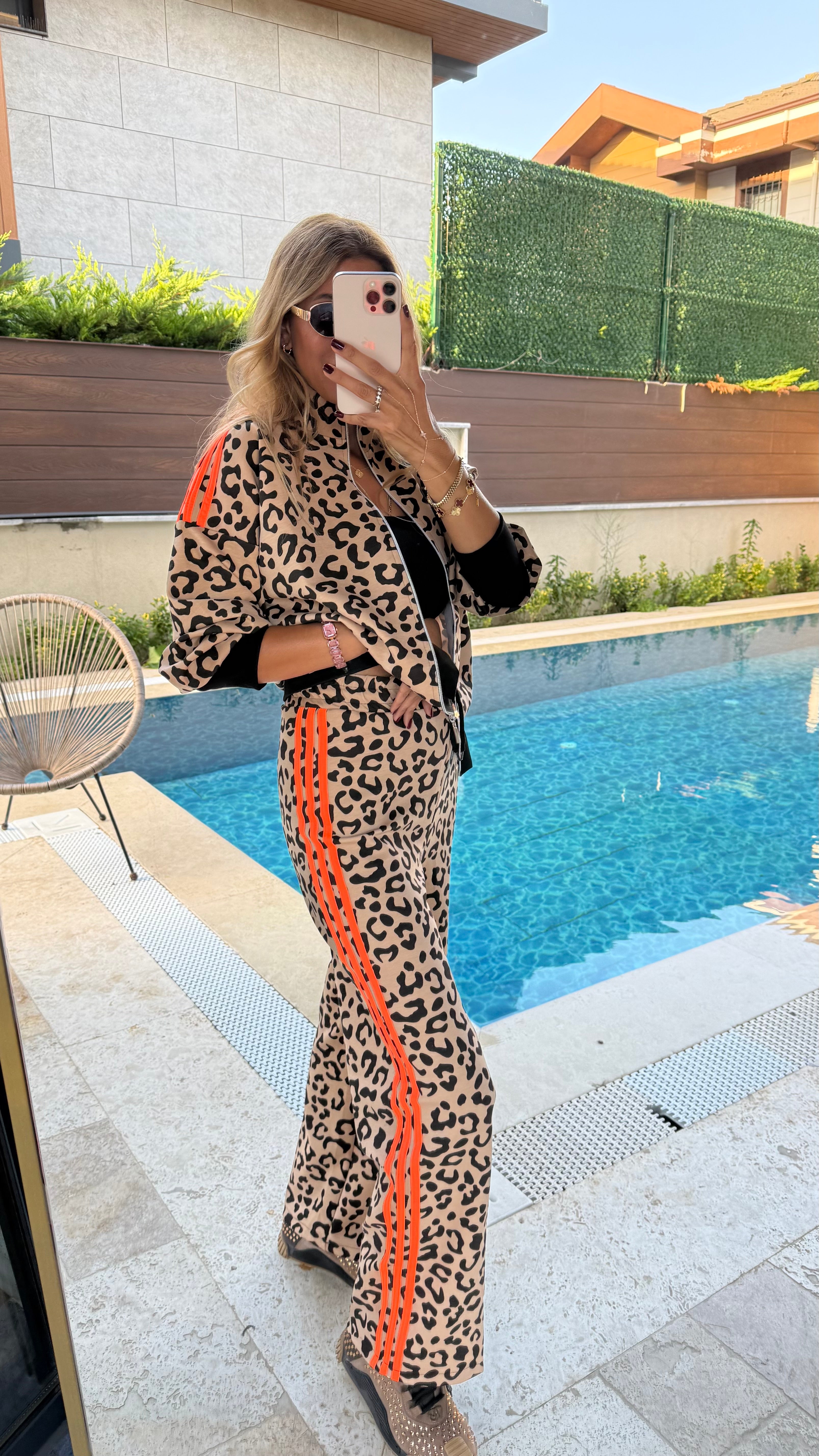 Leopar Desenli İkili Takım