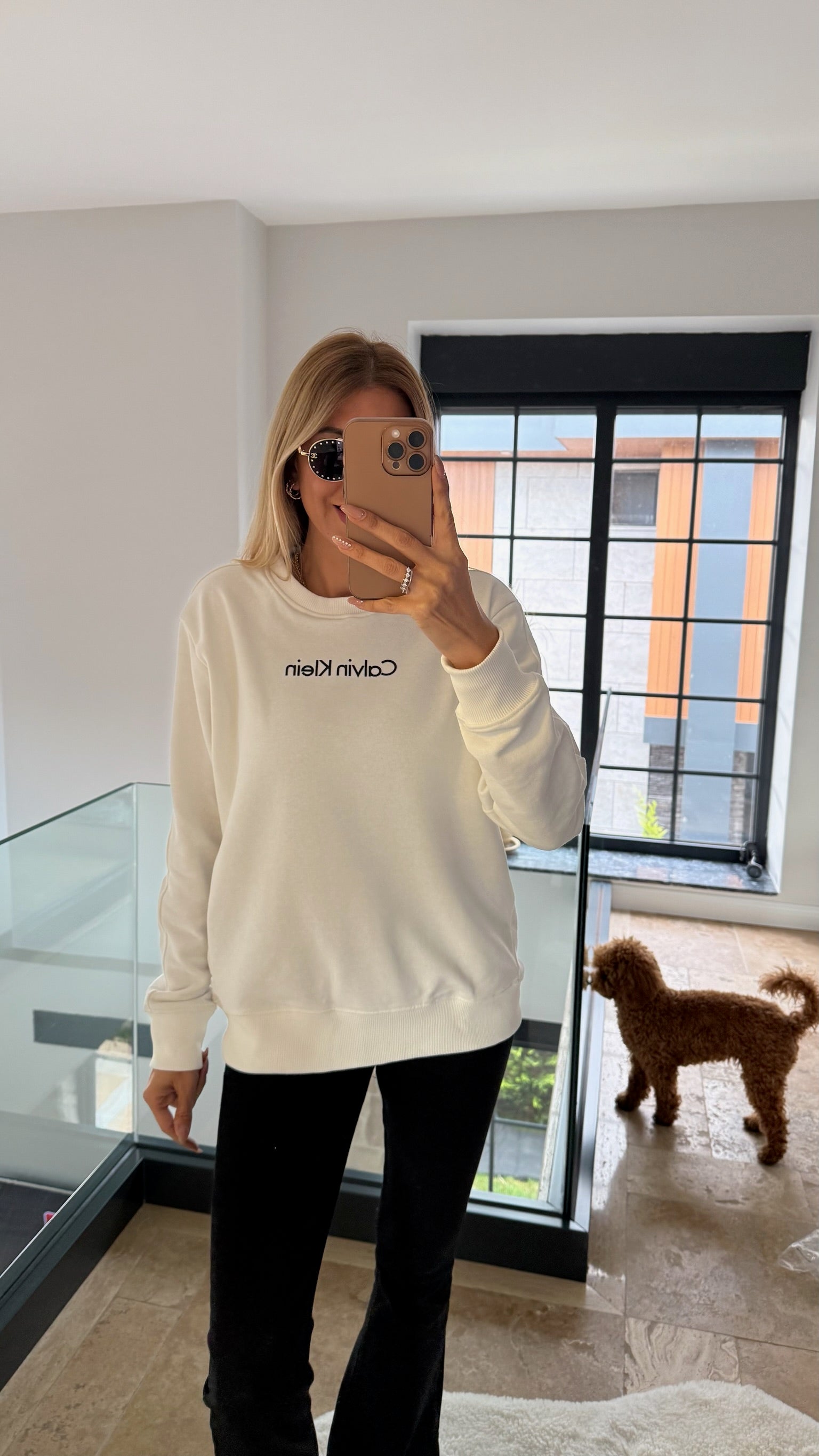CK Yazılı Sweat Beyaz