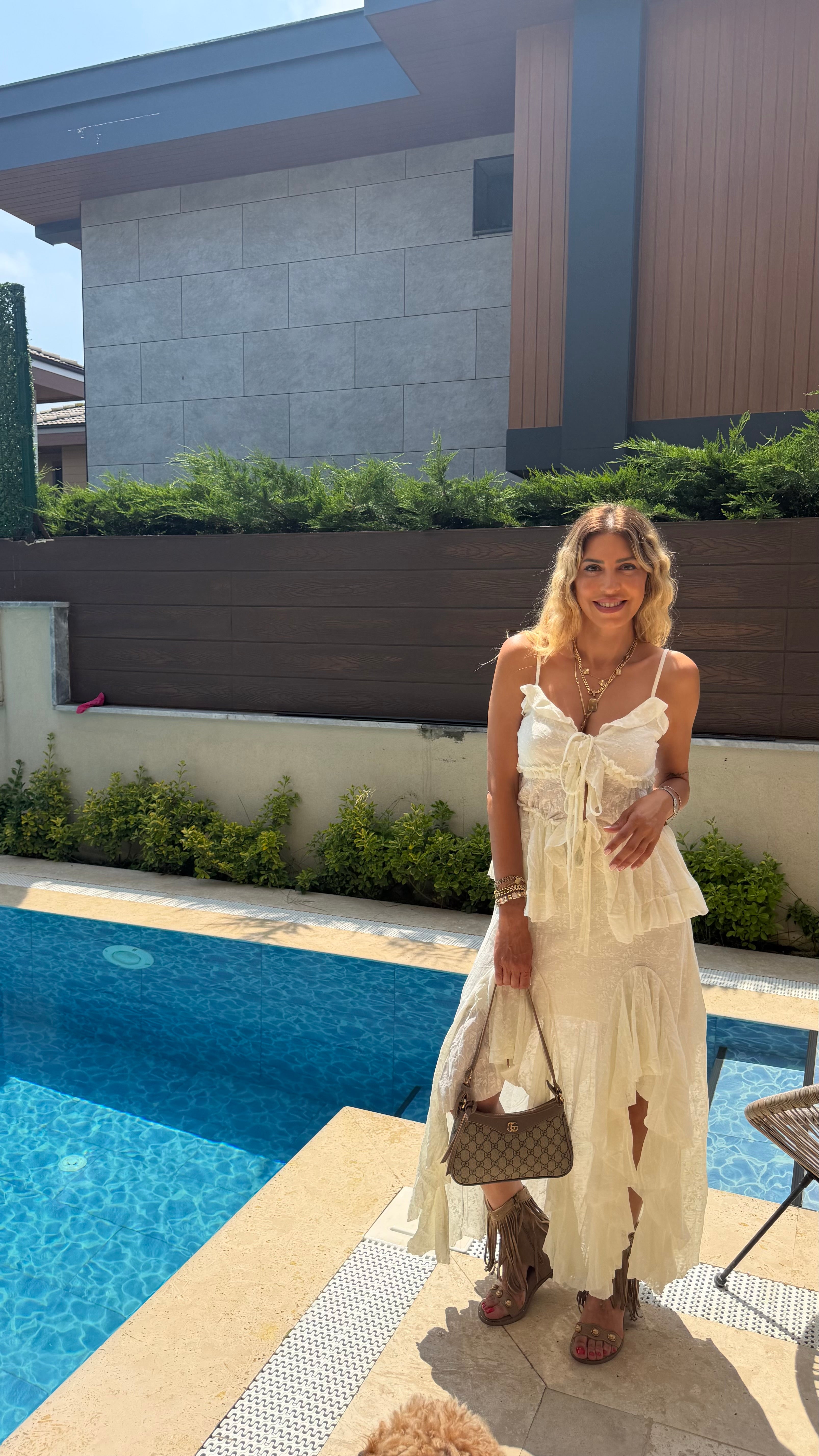 Angelica Fırfır Detaylı İkili Takım Ekru